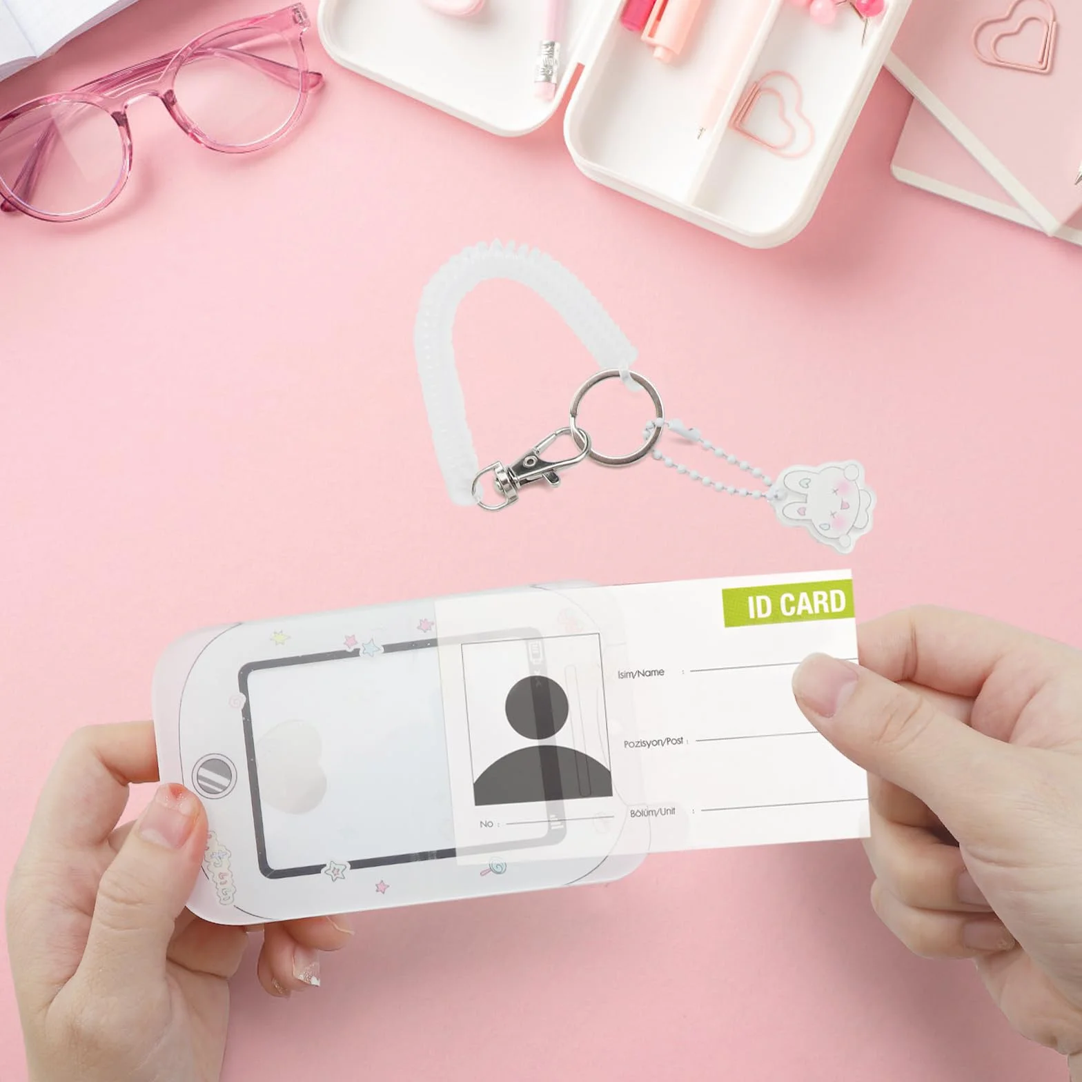2 Piezas Photocard Holder Clear Acrylic Card Sleeves Picture Frames Photocard Holder Keychain Cute Design Album Soporte acrílico para tarjetas fotográficas Kpop Top Loaders for Cards