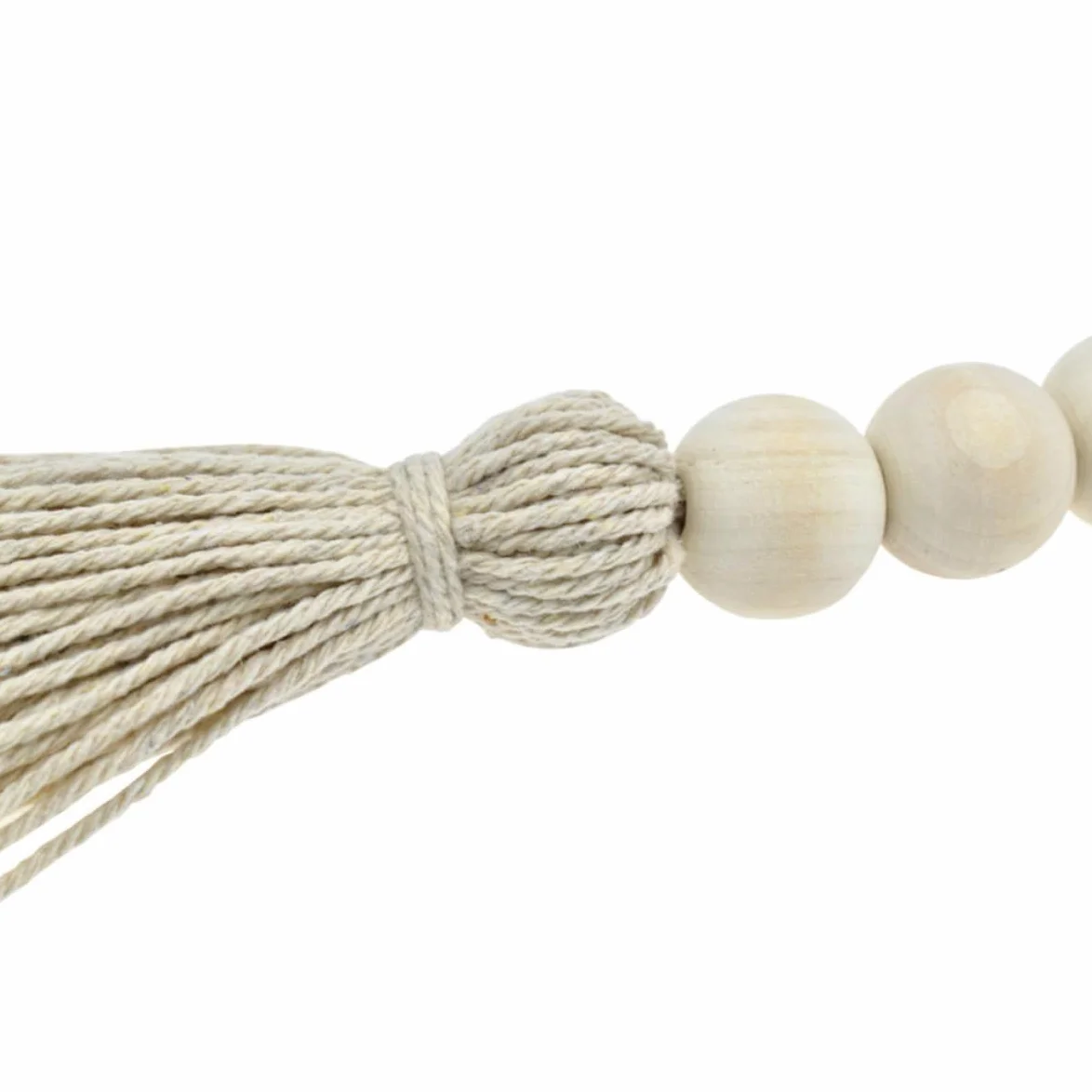 2 Borlas Decorativas de Cuentas de Madera Hechas a Mano Cuerda de Algodón Natural para Decoración de Manijas de Puertas y Armarios Estilo Bohemio Beige