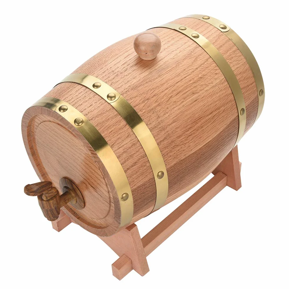Oak Barrel Bar & Restaurant Barrica de roble de 5 litros para envejecimiento 32×23×23 Dispensador de barrica de roble vintage de 3 litros