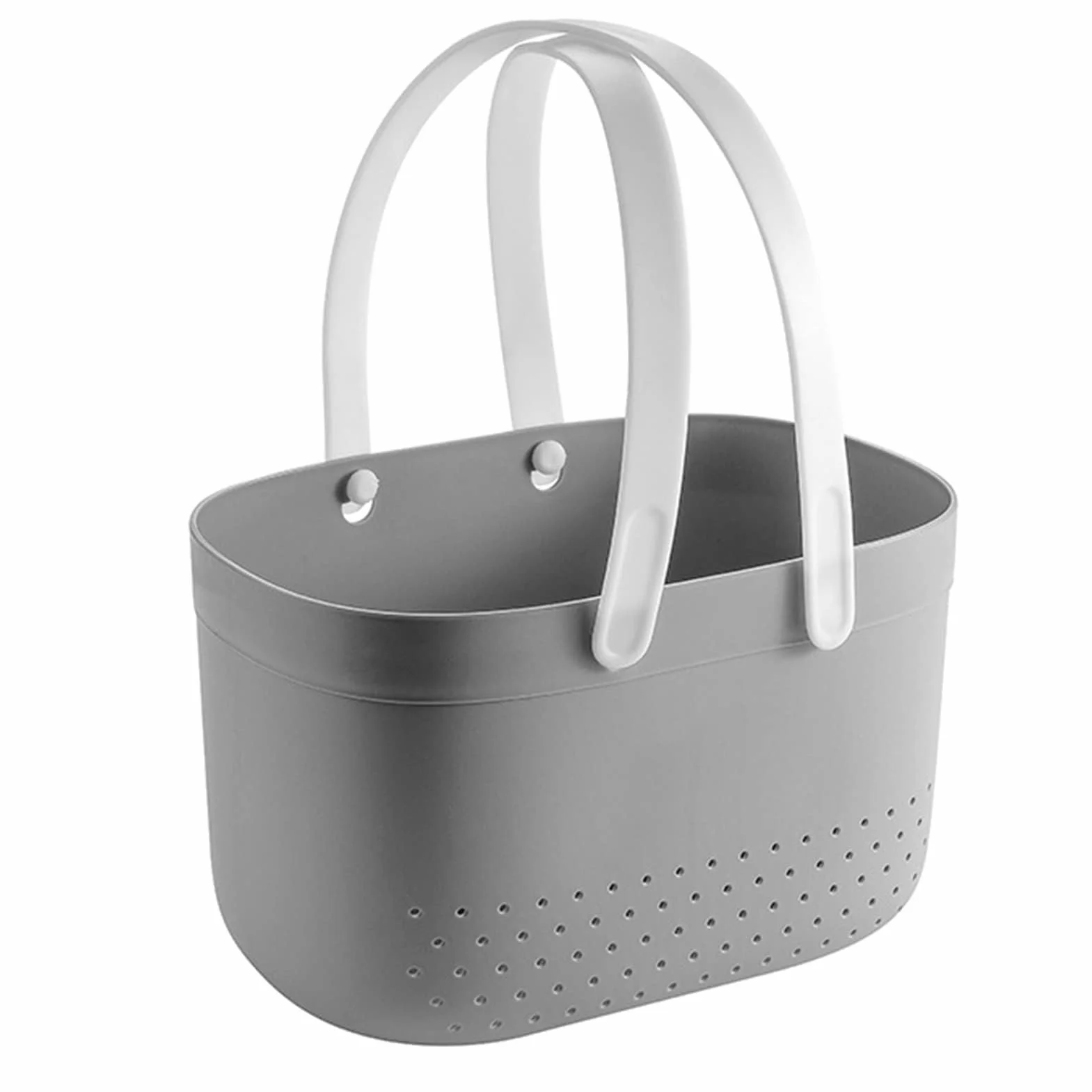 HERCHR Cesta Portátil para Carrito De Ducha, Cesta para Carrito De Ducha con Orificios De Ventilación, Cesta De Almacenamiento Portátil De Plástico De Gran Capacidad con Asas para Baño(Gris)