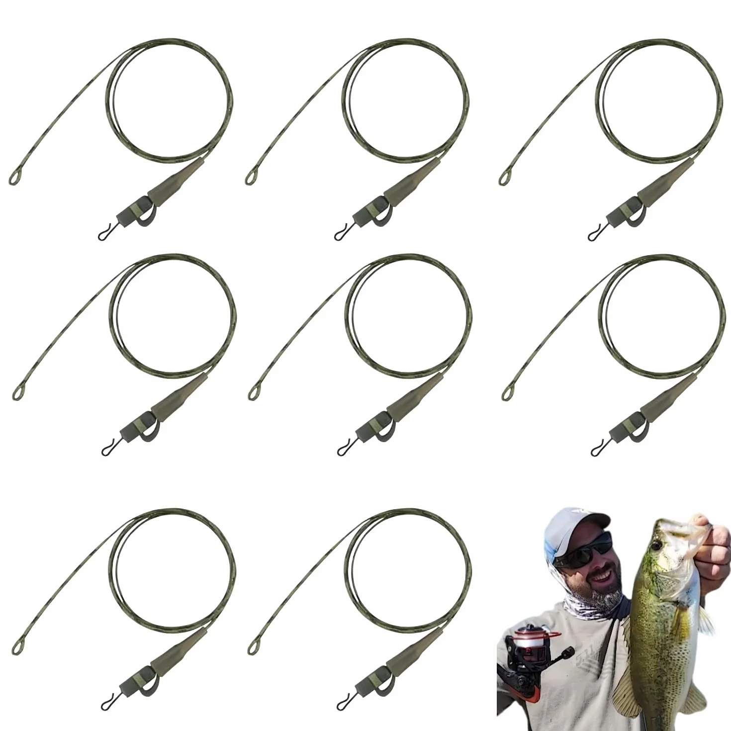 Anzuelos de carpa 8 uds 80 cm accesorios pesca líder