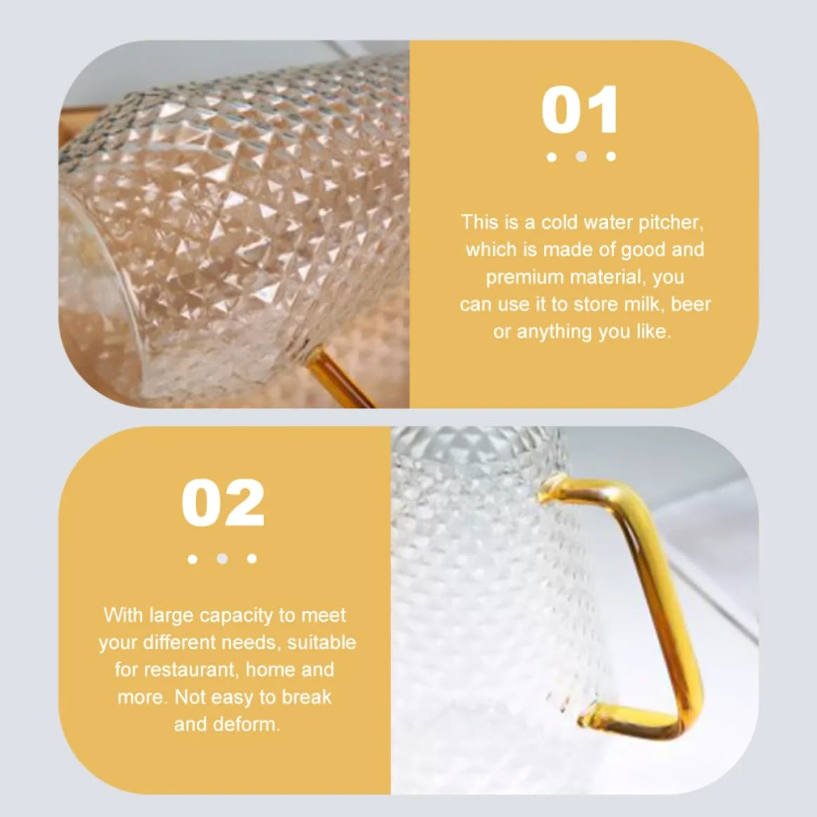 Jarra de Agua Fría de Vidrio de Borosilicato de Alta Resistencia 1500ml Tapa Hermética y Vertedor Antigoteo para Bebidas y Entretenimiento Hogar