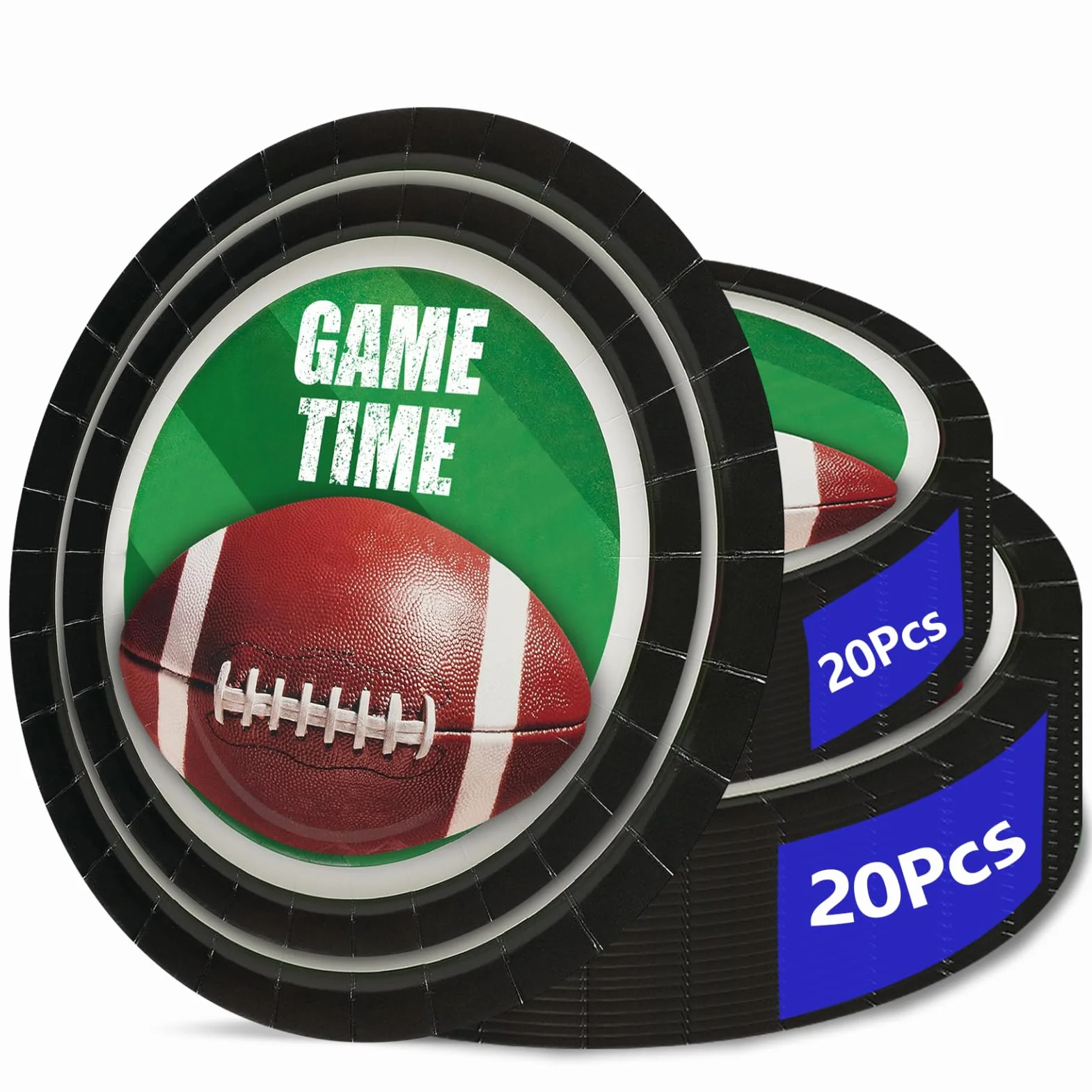 Aixuler Juego de 40 platos de papel desechables para fiesta de fútbol, para fiestas, alimentos, cenas, postres, cumpleaños, vajilla, decoración, incluye 20 platos de 9 pulgadas y 20 platos de 7
