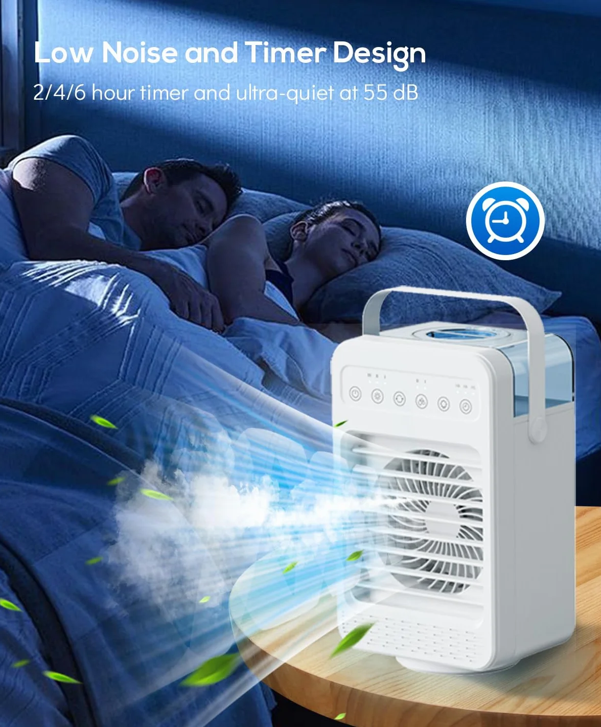 Mini aire acondicionado portatil, Enfriador De Aire Portátil, Ventilador hielo 4 en 1, ventilador nebulizador 4 velocidad del viento, humidificador de 2 niveles para habitación y oficina