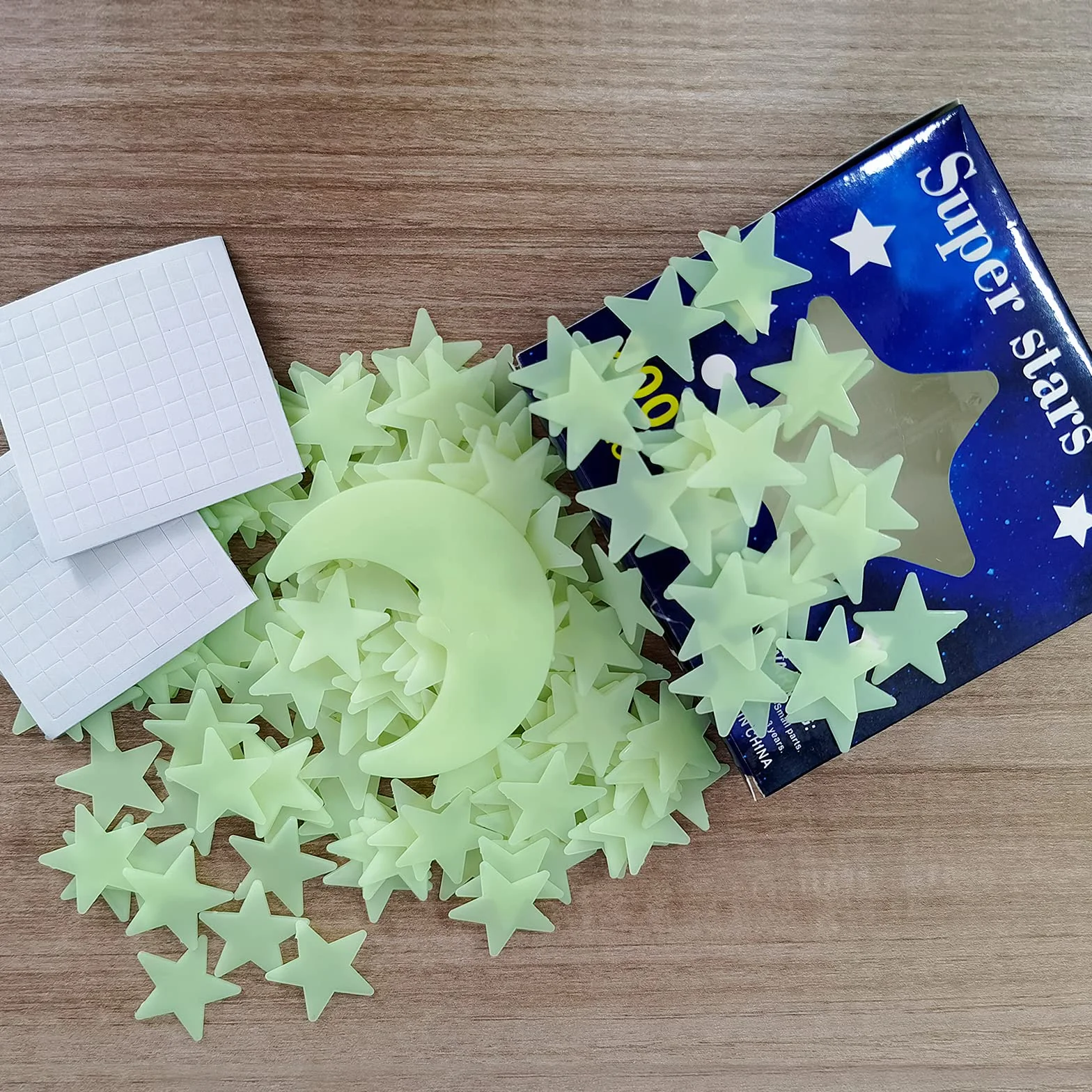 CAYUDEN 201pcs Estrellas Fluorescentes Pegatinas de Pared Infantiles Plástico para Techo con Luna