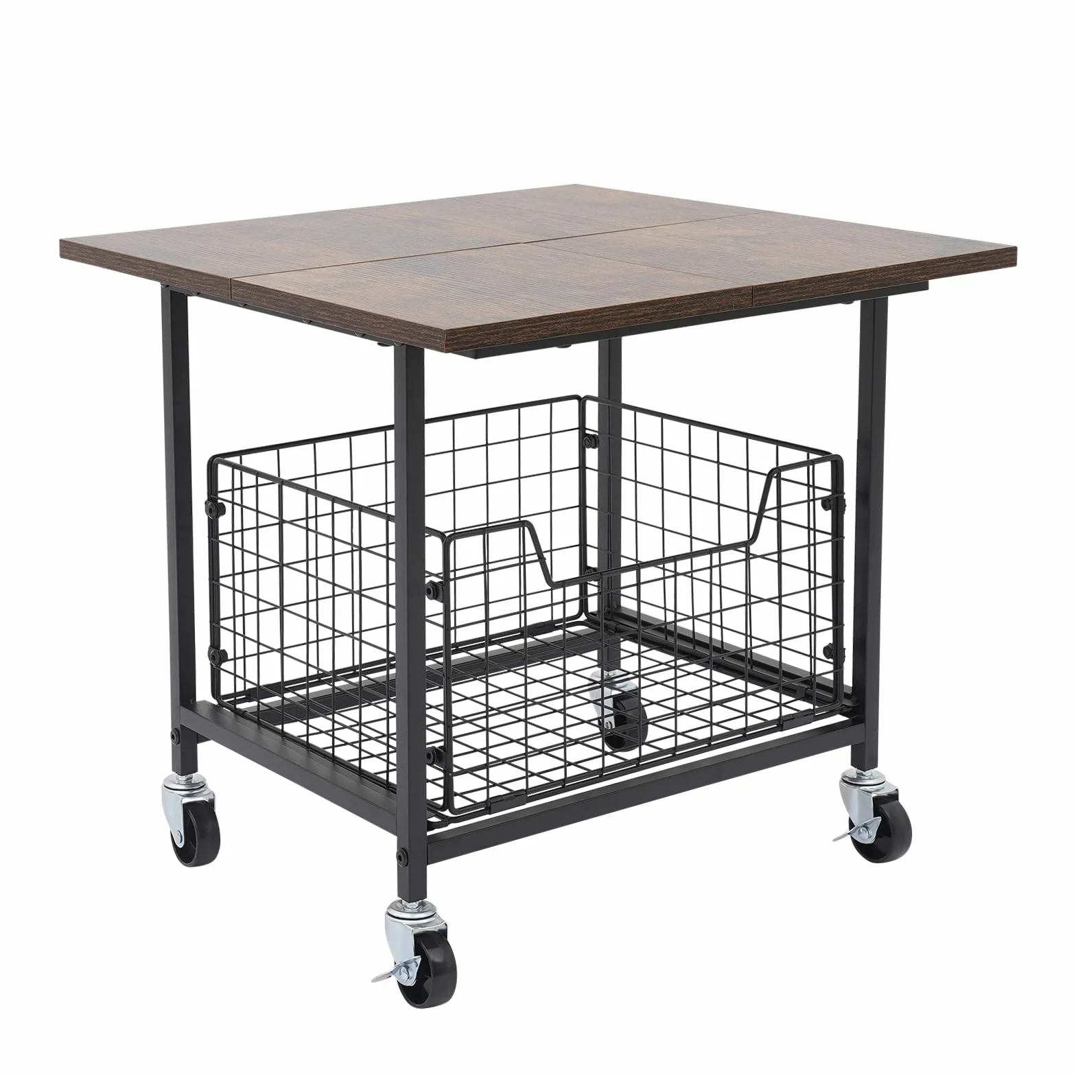Mini soporte para nevera portátil resistente con ruedas y cesta de almacenamiento extensible, para hogar, oficina o dormitorio, hasta 150 kg (50 x 50 x 44,2 cm)