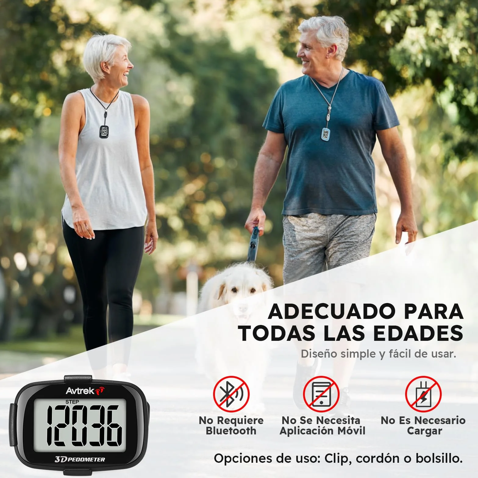 AVTREK Podómetro 3D Mini podómetro sin App sin Bluetooth para Caminar o Correr Actividades de Senderismo al Aire Libre