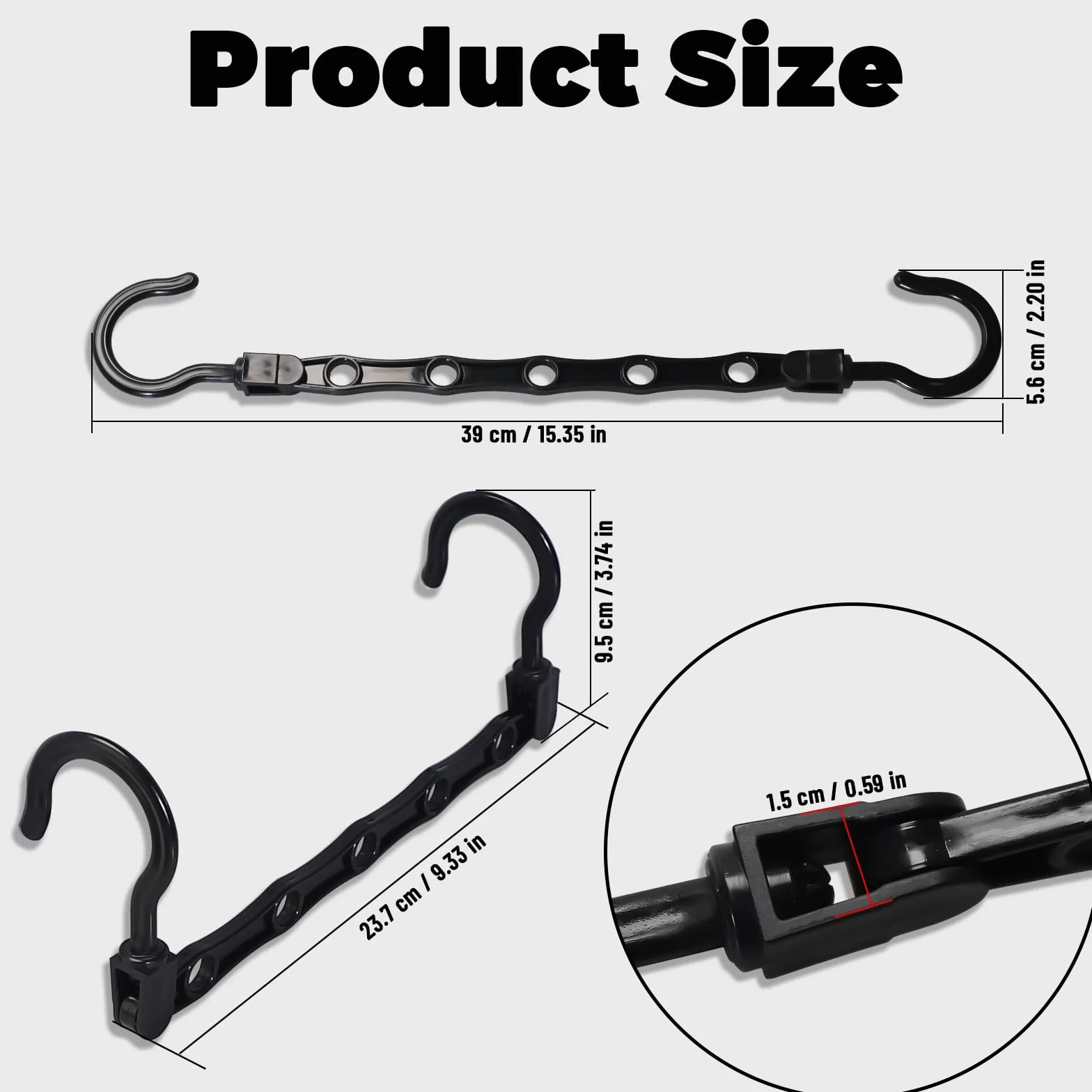10 pcs Perchas Mágicas - Ahorro Espacio Organiador con 6 Agujeros y Gancho Giratorio de 360° - Ahorrar Espacio Perchas para Ropa Pesada, Negro