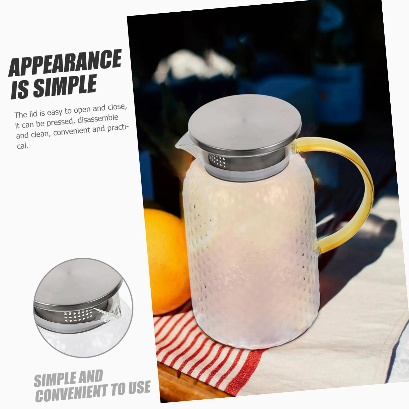 LABRIMP Jarra Vidrio de Gran Capacidad Hervidor Resistente Calor para Fría para Leche y Bebidas