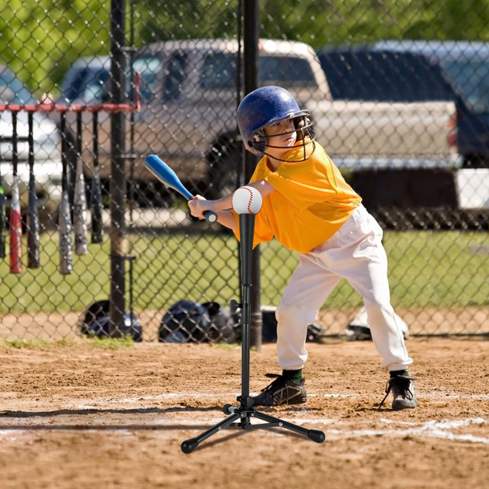 Soporte De Béisbol para Niños - Tee de Bateo Altura Ajustable Bolsa Edades 3-8 Entrenador Trípode Práctica Interior