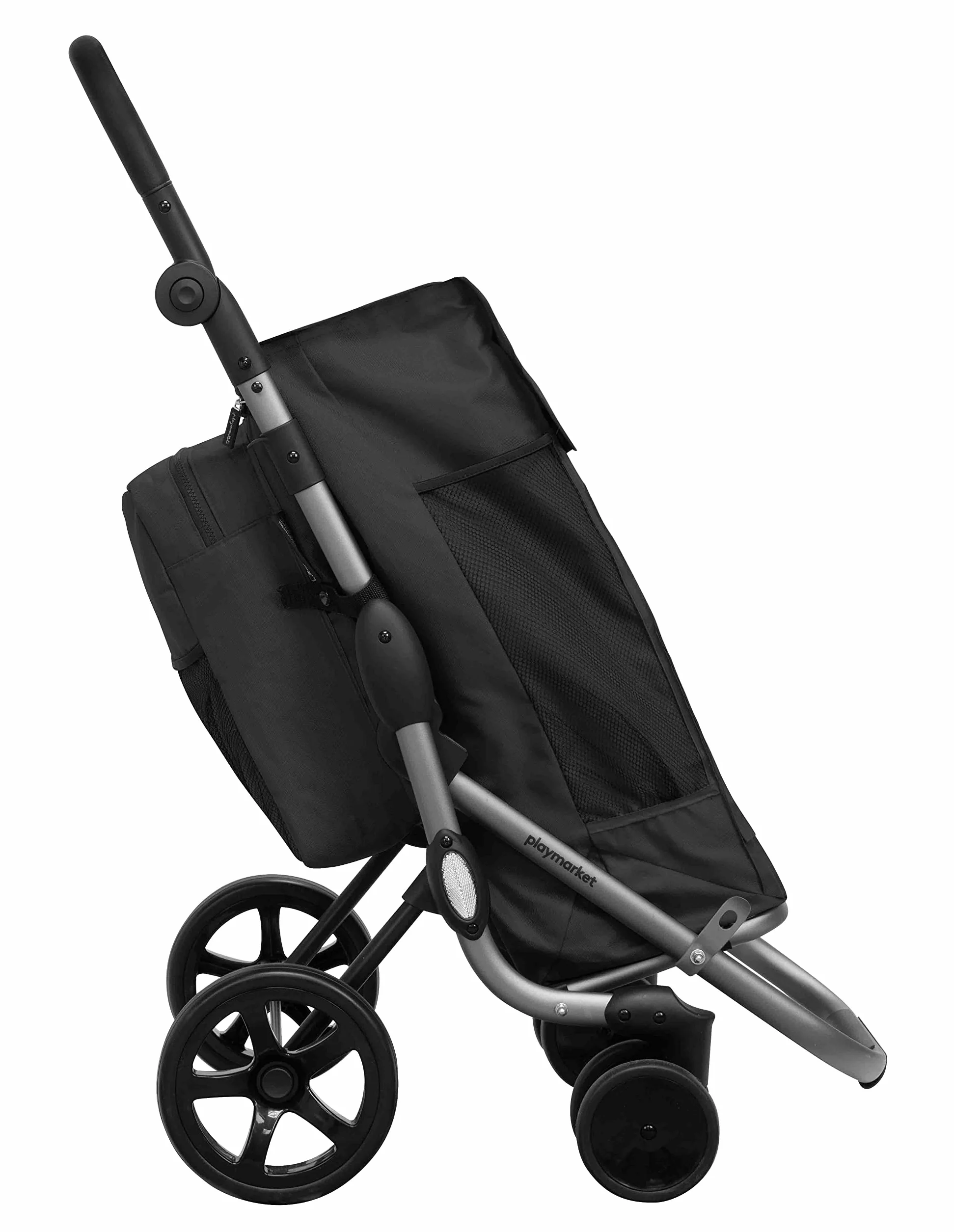 Playmarket Go Plus Carro de la Compra Plegable de Gran Capacidad, 4 Ruedas (Black Pepper)