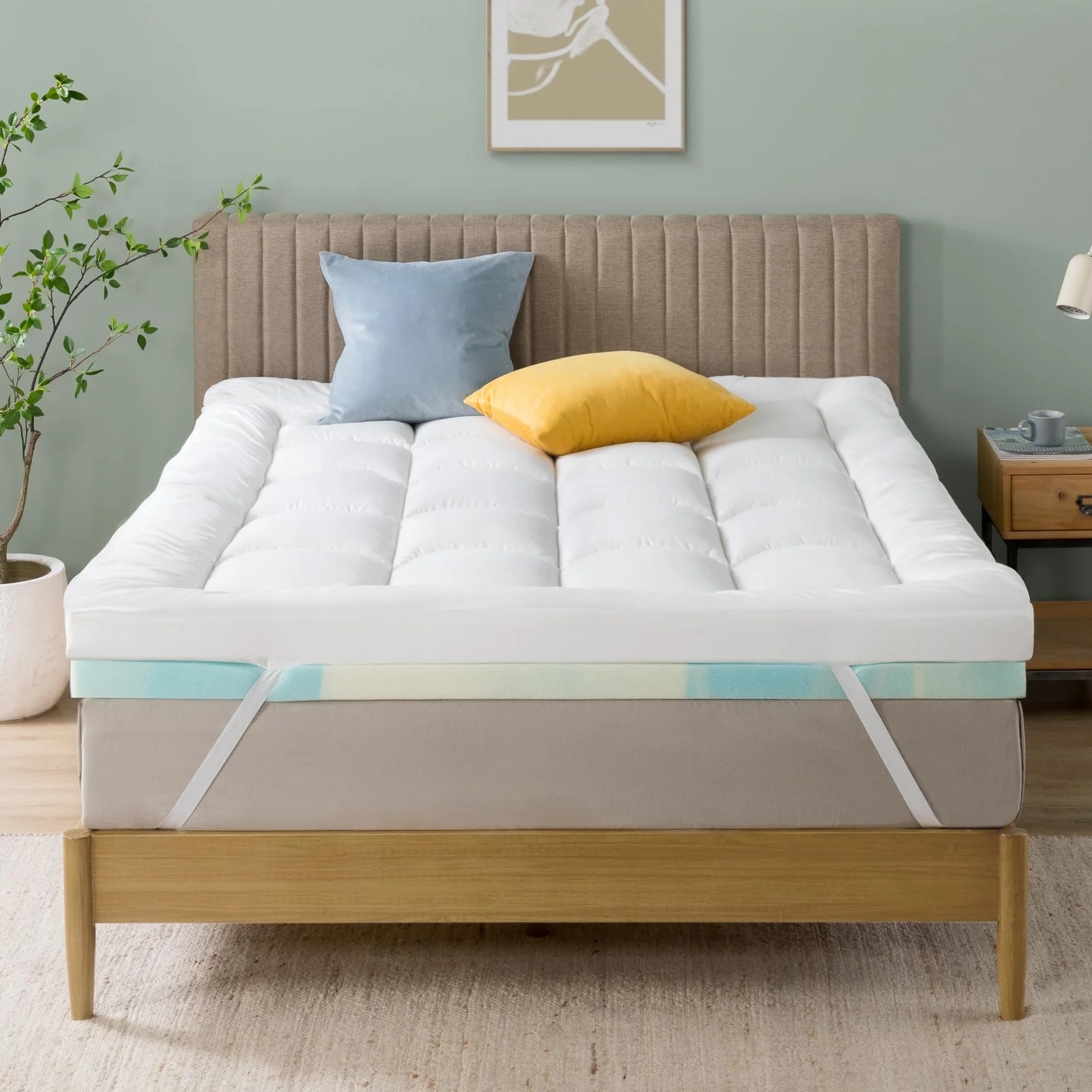 Zinus Topper de Espuma viscoelástica, 140 x 200 cm, 10 cm de Grosor, diseño de celda Abierta, Certificado Oeko-Tex, Transpirable y ortopédico, Comodidad ergonómica, dureza Media, Color Blanco