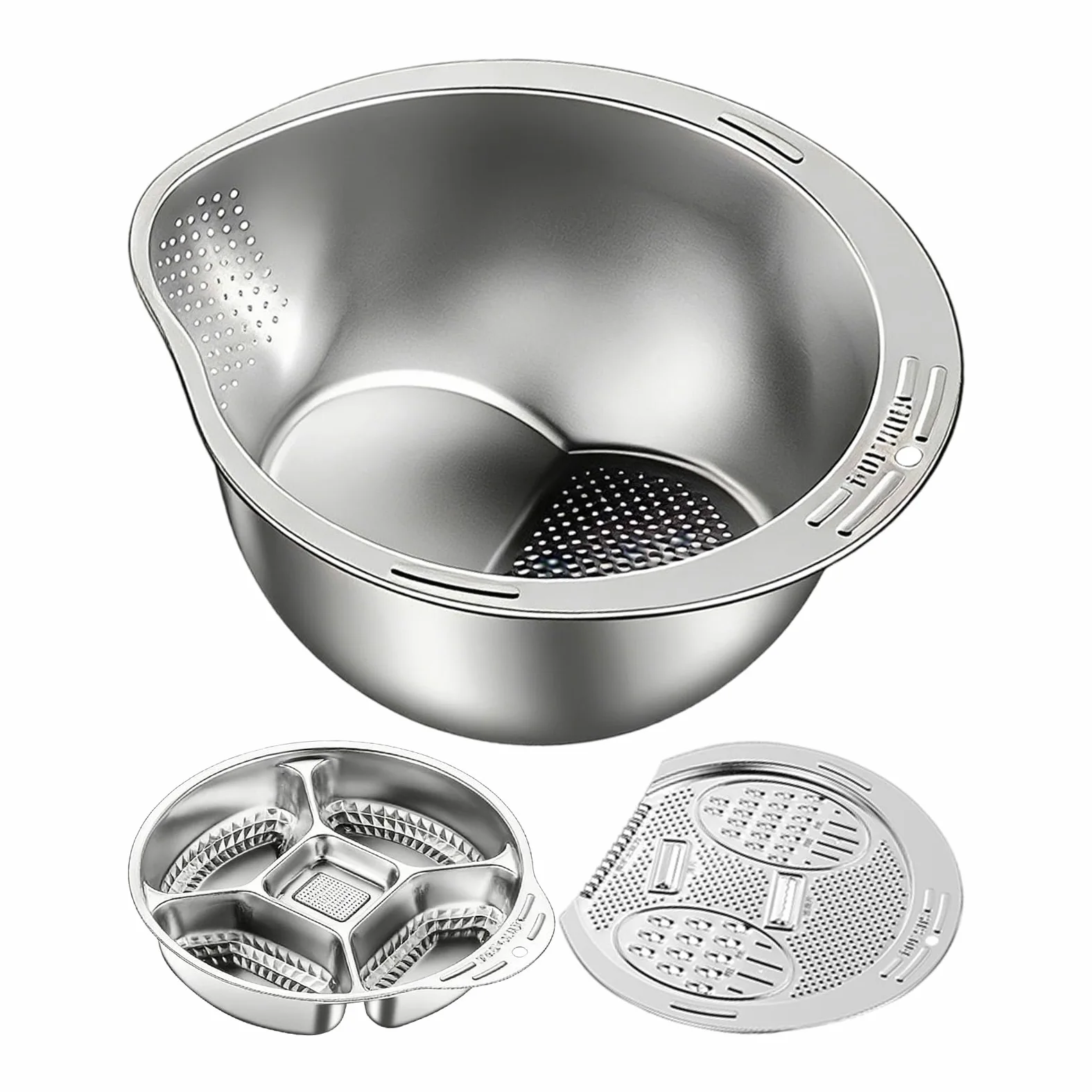 de Arroz Colador Recipiente de Malla con Fondo Inclinado | Set de Rallador de Ajo de Acero Inoxidable y para Cocina Restaurante Verduras Frutas Jengibre Cebolleta