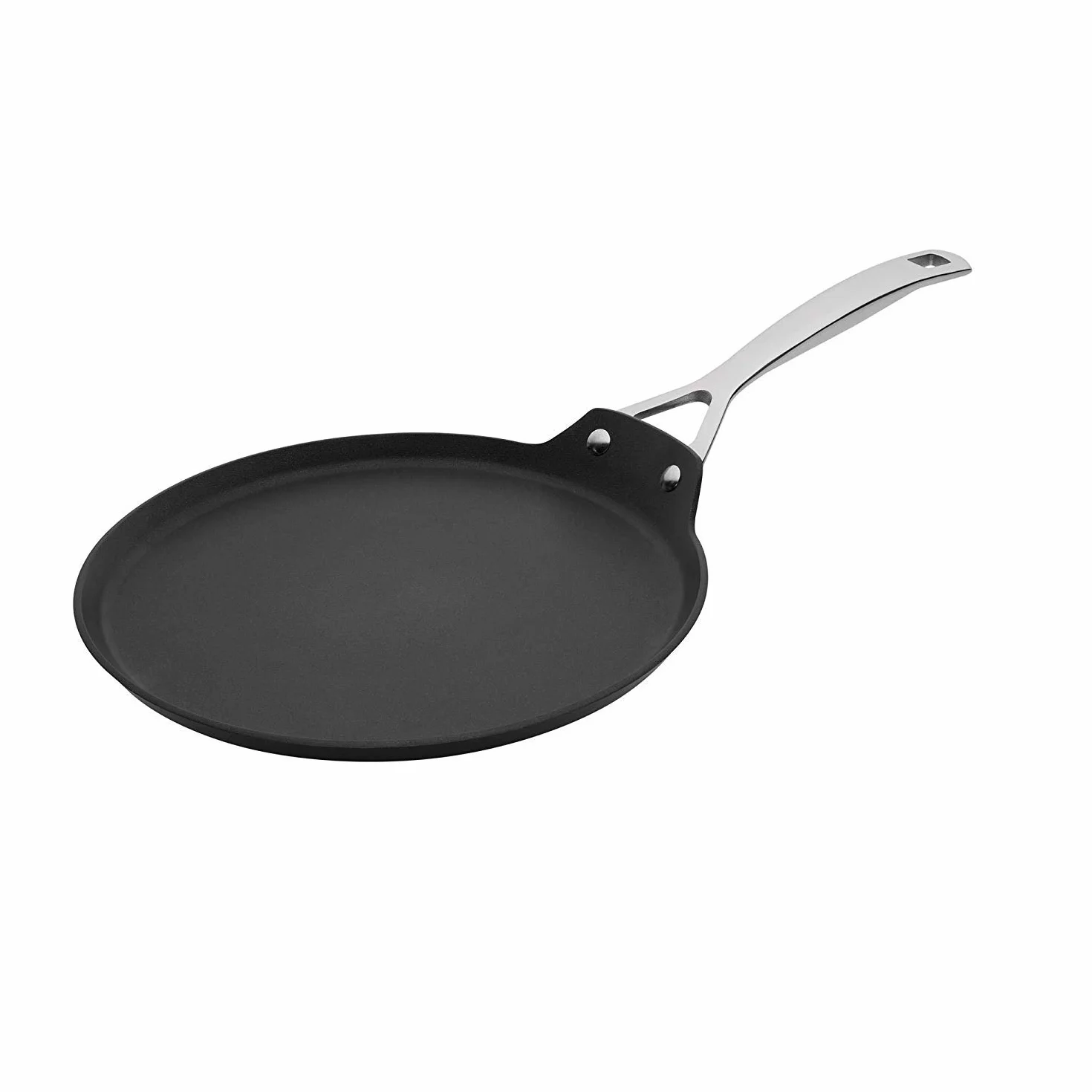 LE CREUSET Crepera de aluminio antiadherente, diámetro 24 cm, para todas las fuentes de calor, incluso la inducción, Antracita/Plateado, 51106240010002