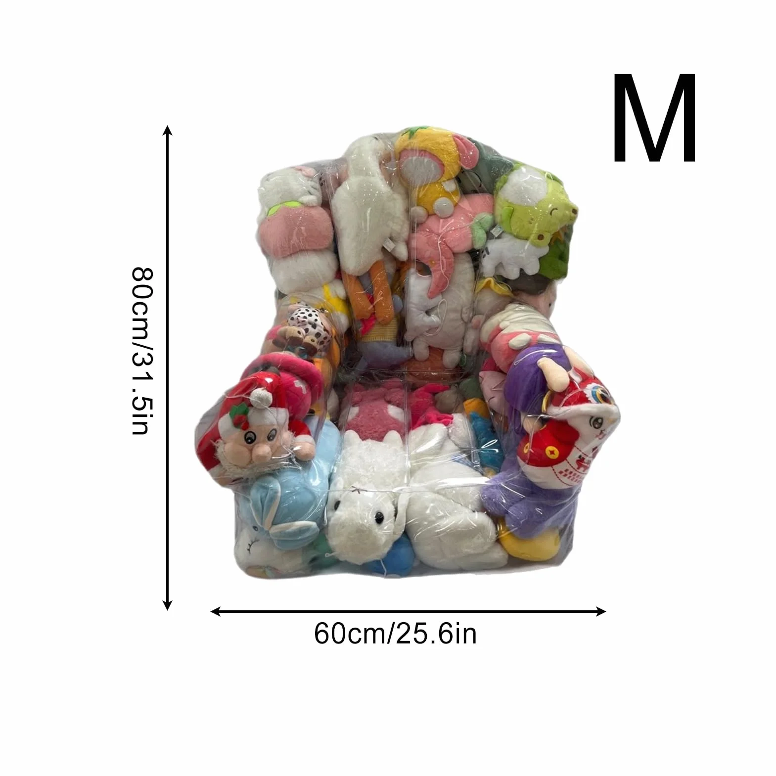 Tapa de Silla de Bolsas de Frijoles de Animales de Relleno Transparente, Bolsa de Animales rellenas de Frijoles Impermeables, Bolsa de Almacenamiento de Juguetes con Cremallera, Cubierta de Silla
