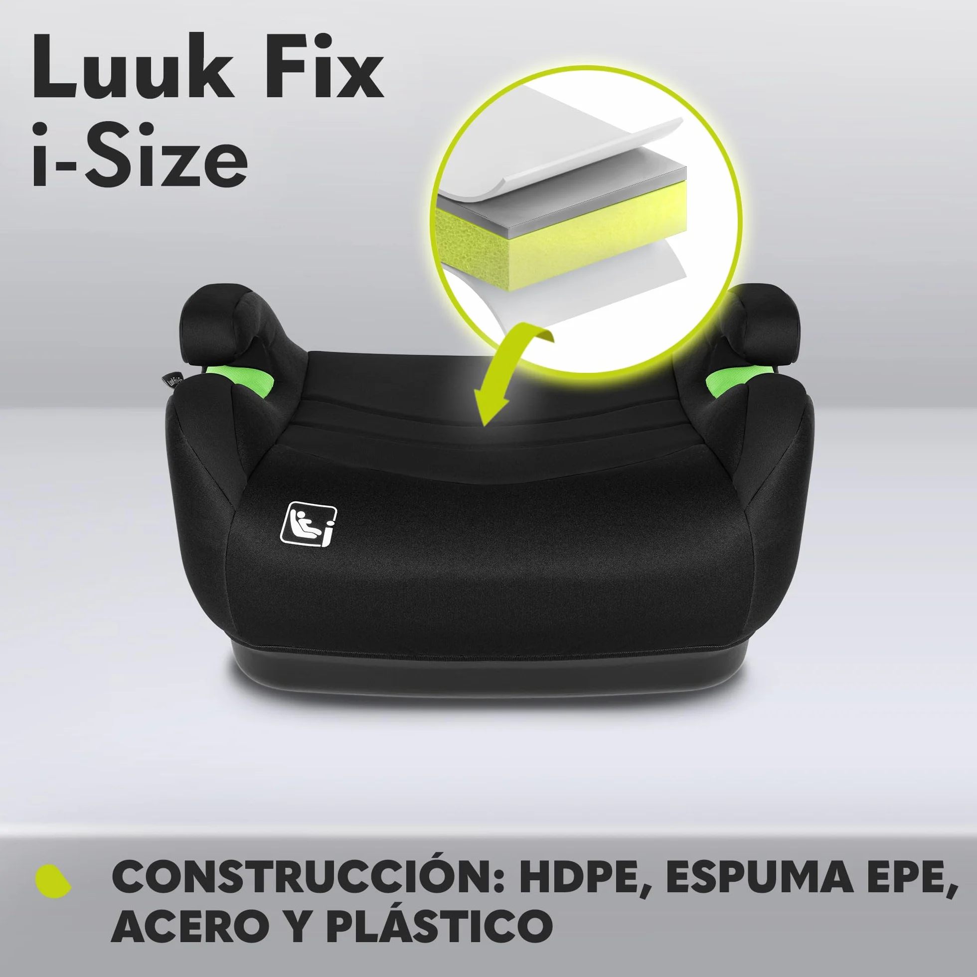 LIONELO LUUK FIX i-Size Asiento elevador con ISOFIX para niños 22-36 kg 125-150 cm grupos 2 y 3