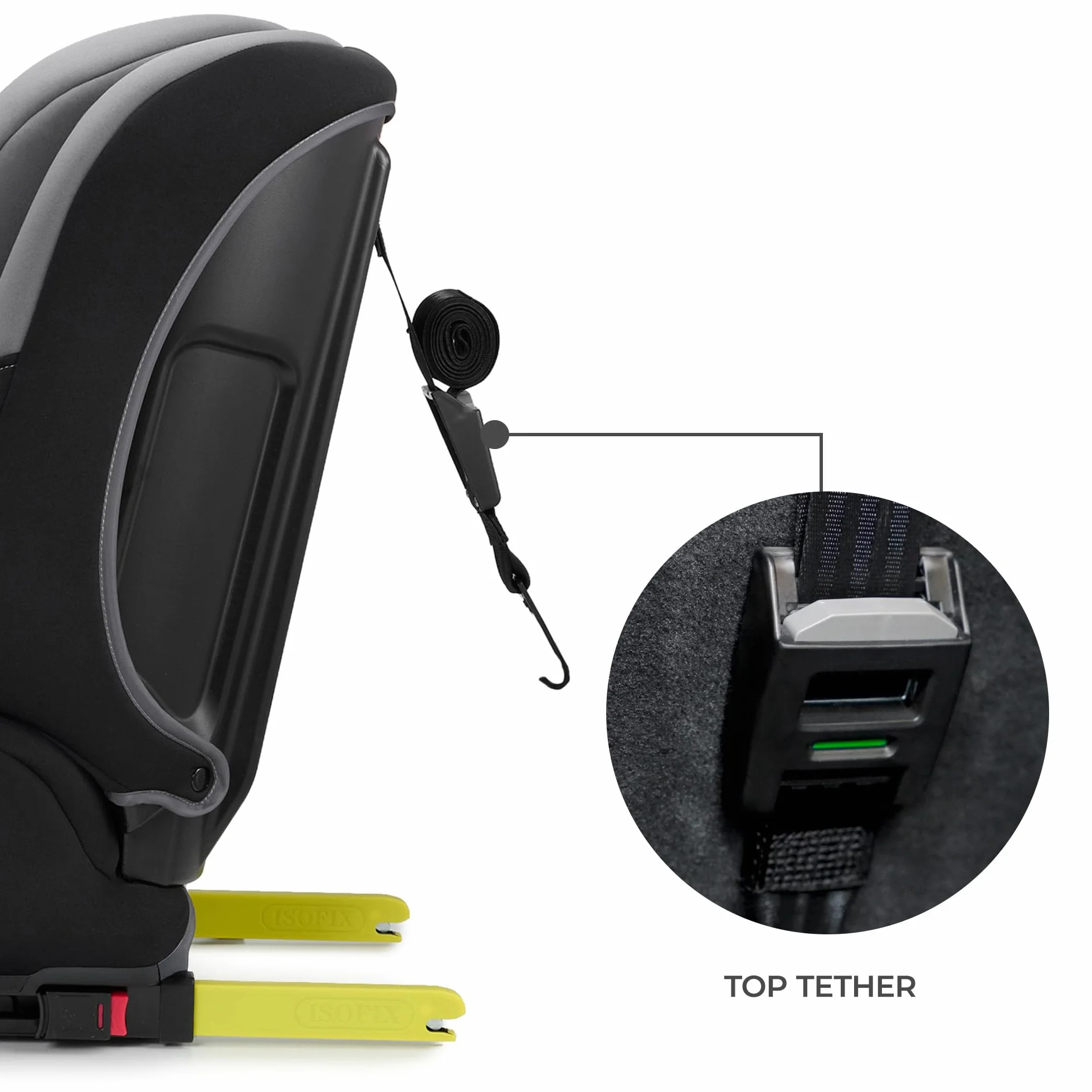 Kinderkraft SAFETY FIX 3 PRO Silla de Coche i-Size 76–150 cm ISOFIX Top Tether H-GUARD Arnés 5 Puntos Gris
