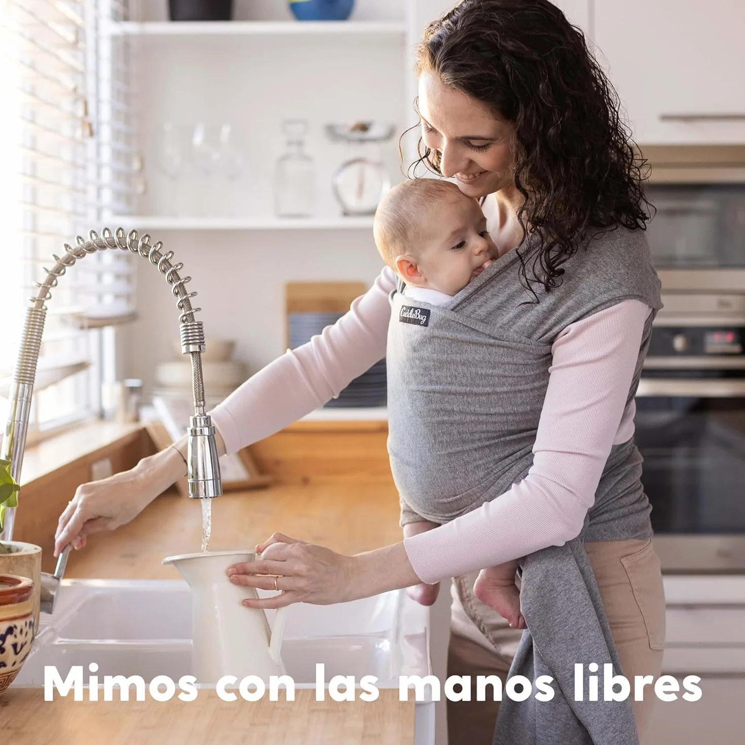 CuddleBug Fular Portabebés Recién Nacido hasta 16 Kg Manos Libres Tela Suave Elástico Talla Única Gris