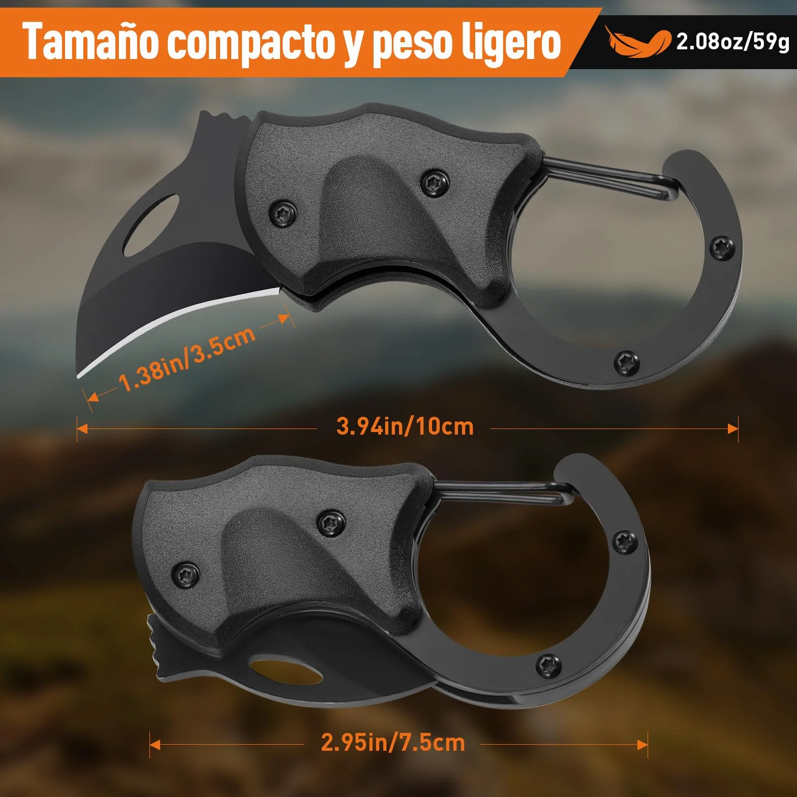 ZOOI Navaja Multifuncional EDC con Mosquetón, Regalo Original para Hombre