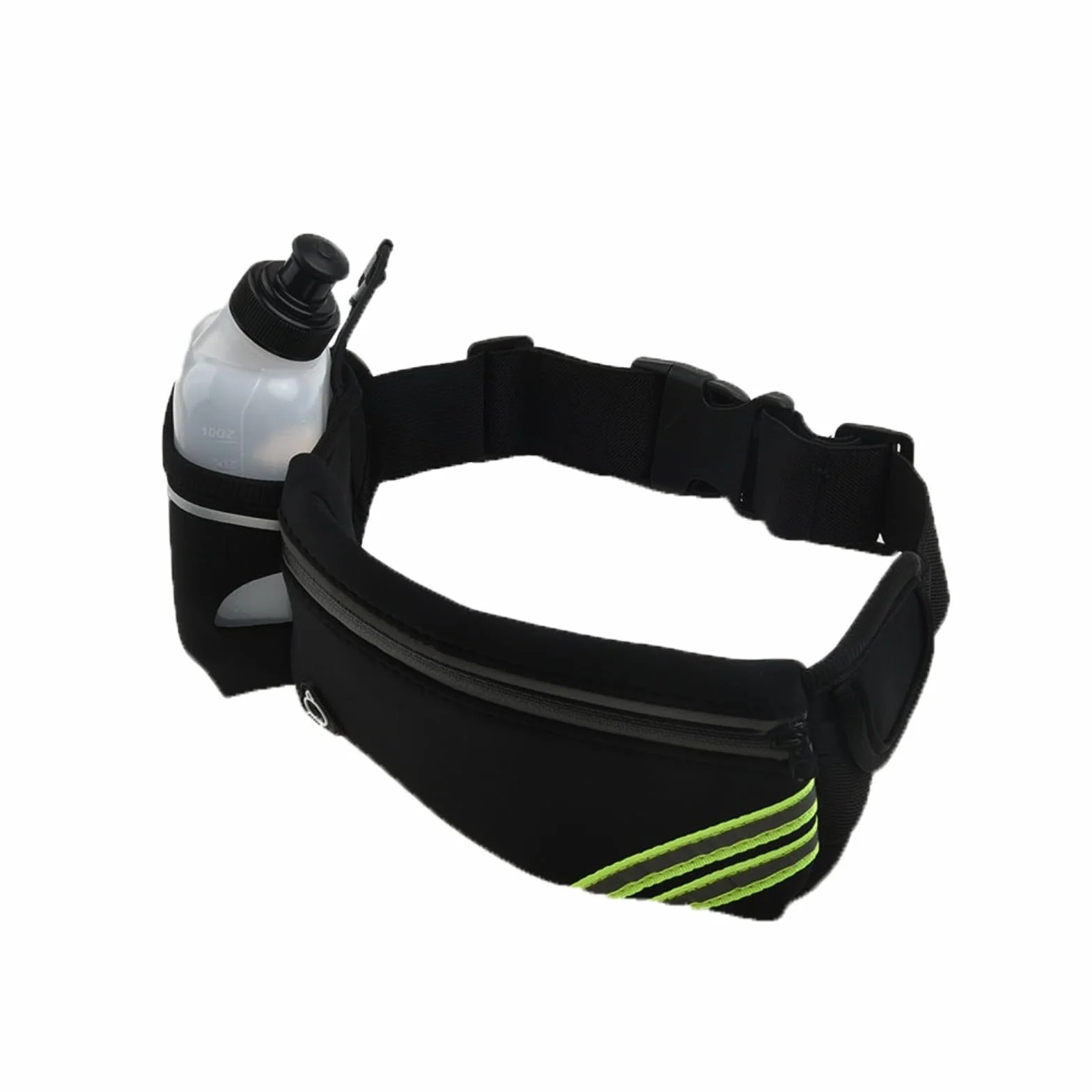 Cinturón ajustable para correr con botella de 10 onzas, riñonera a prueba de sudor para fitness, trotar y gimnasio (negro)