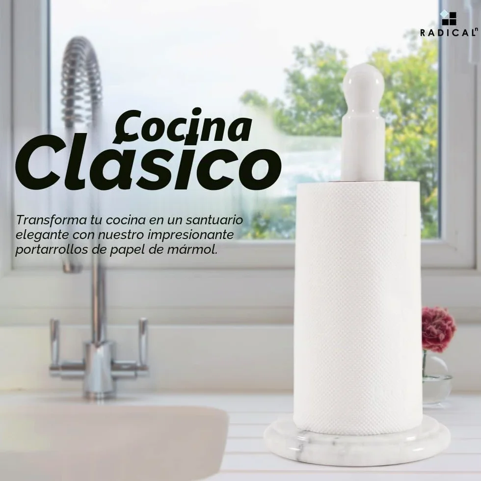 Radicaln Portarrollos de Cocina de mármol Blanco para encimera: Soporte de 12,5 Pulgadas para baño y Cocina, Pieza Artesanal encimera.