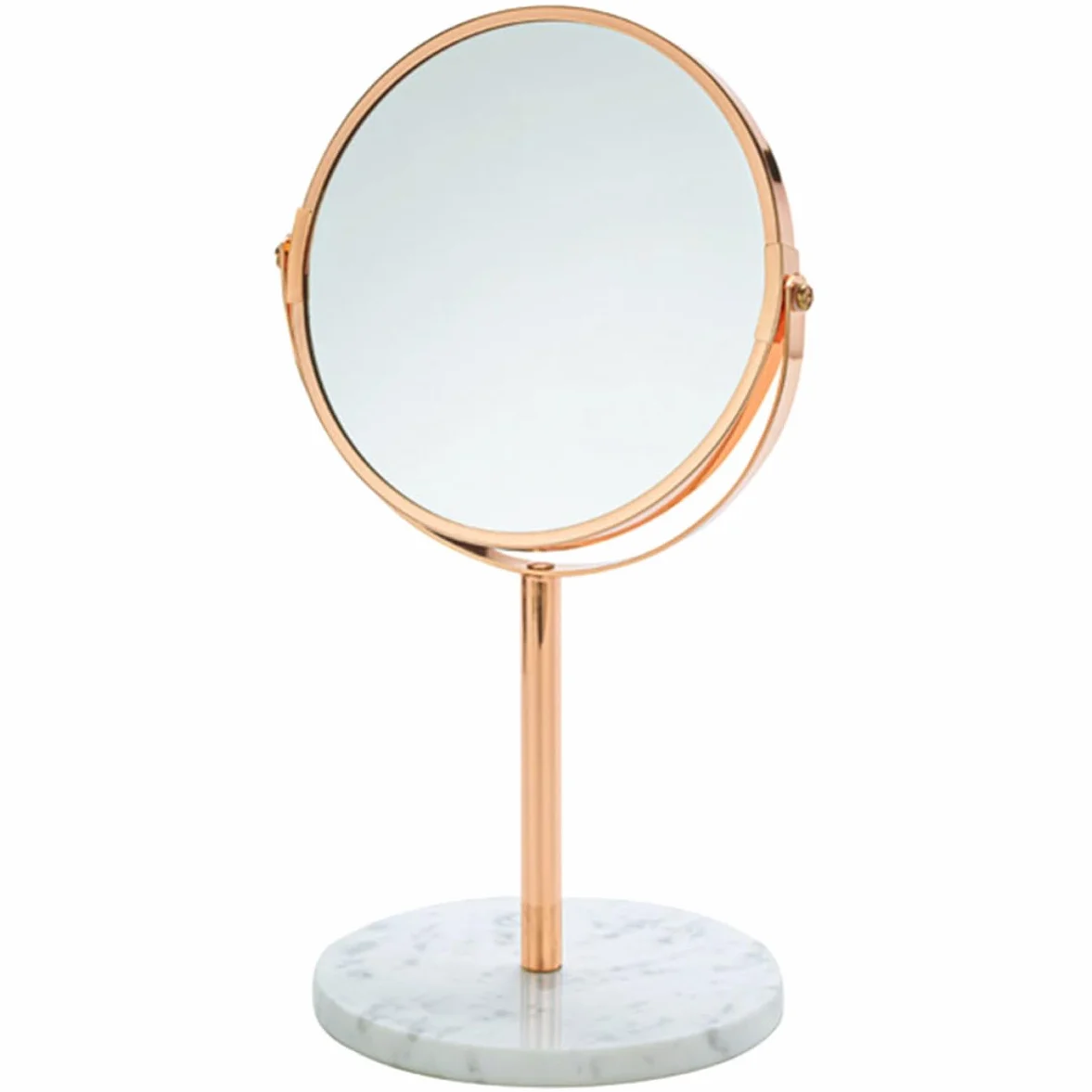 HEMOTON Espejo de Maquillaje Marco de Mármol y Metal, Reflejo Claro de Mesa Giratorio Aumento 2X Adecuado para Tocador y Maquillaje Diario