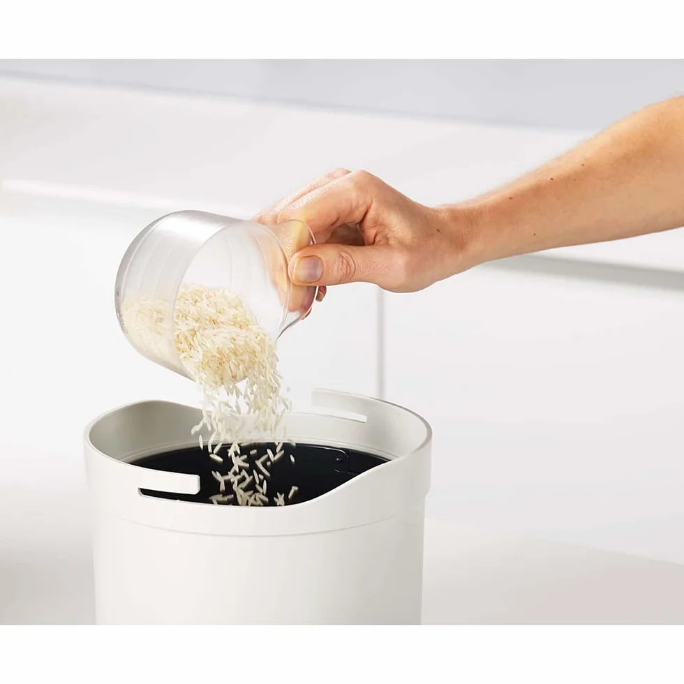 Joseph Joseph M-Cuisine Vaporera para Cocinar Arroz y Granos en Microondas, Apta para Lavavajillas - Piedra/Naranja, 2 Litros