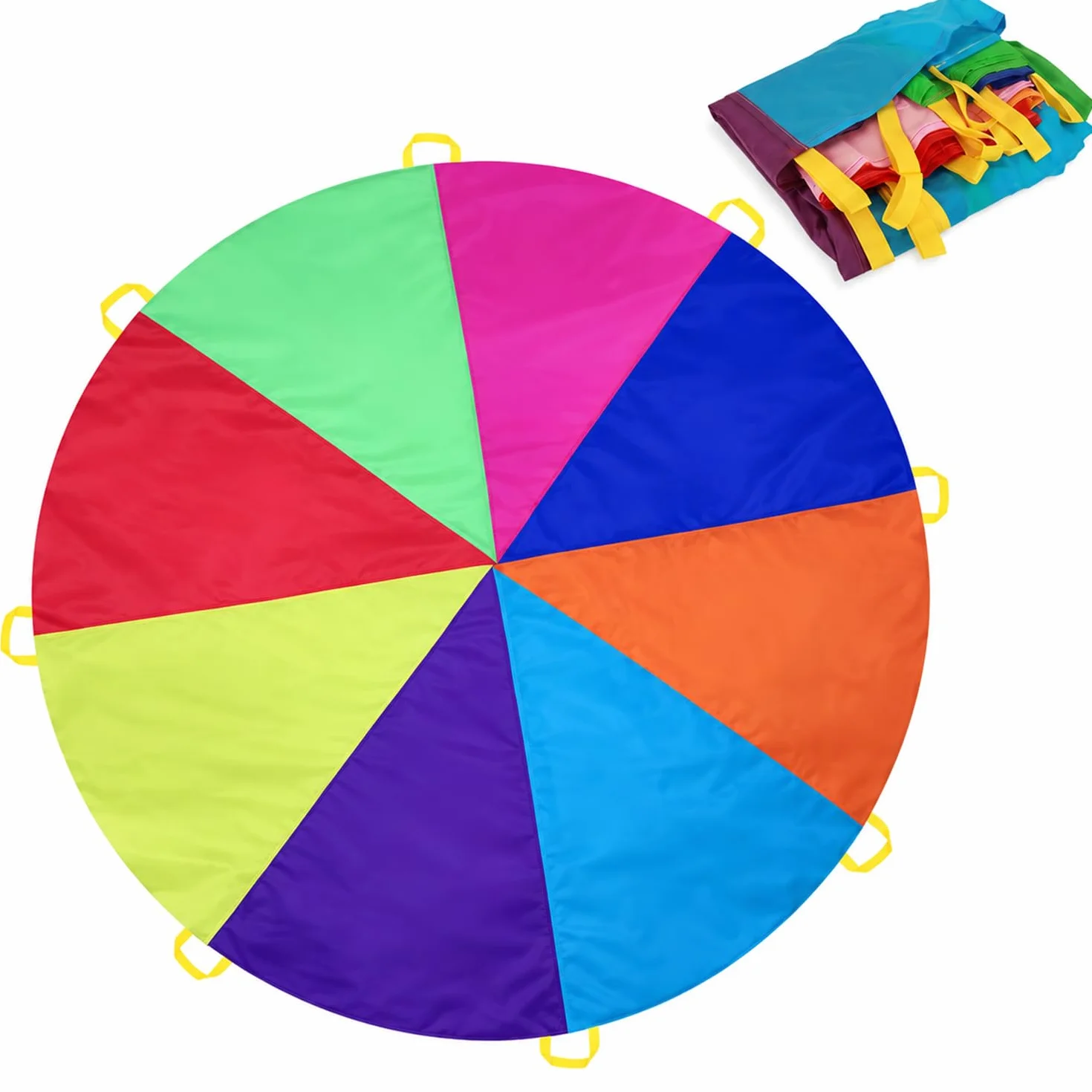 Juego de Paracaídas Arco Iris 6FT para Niños Actividades Deportivas al Aire Libre