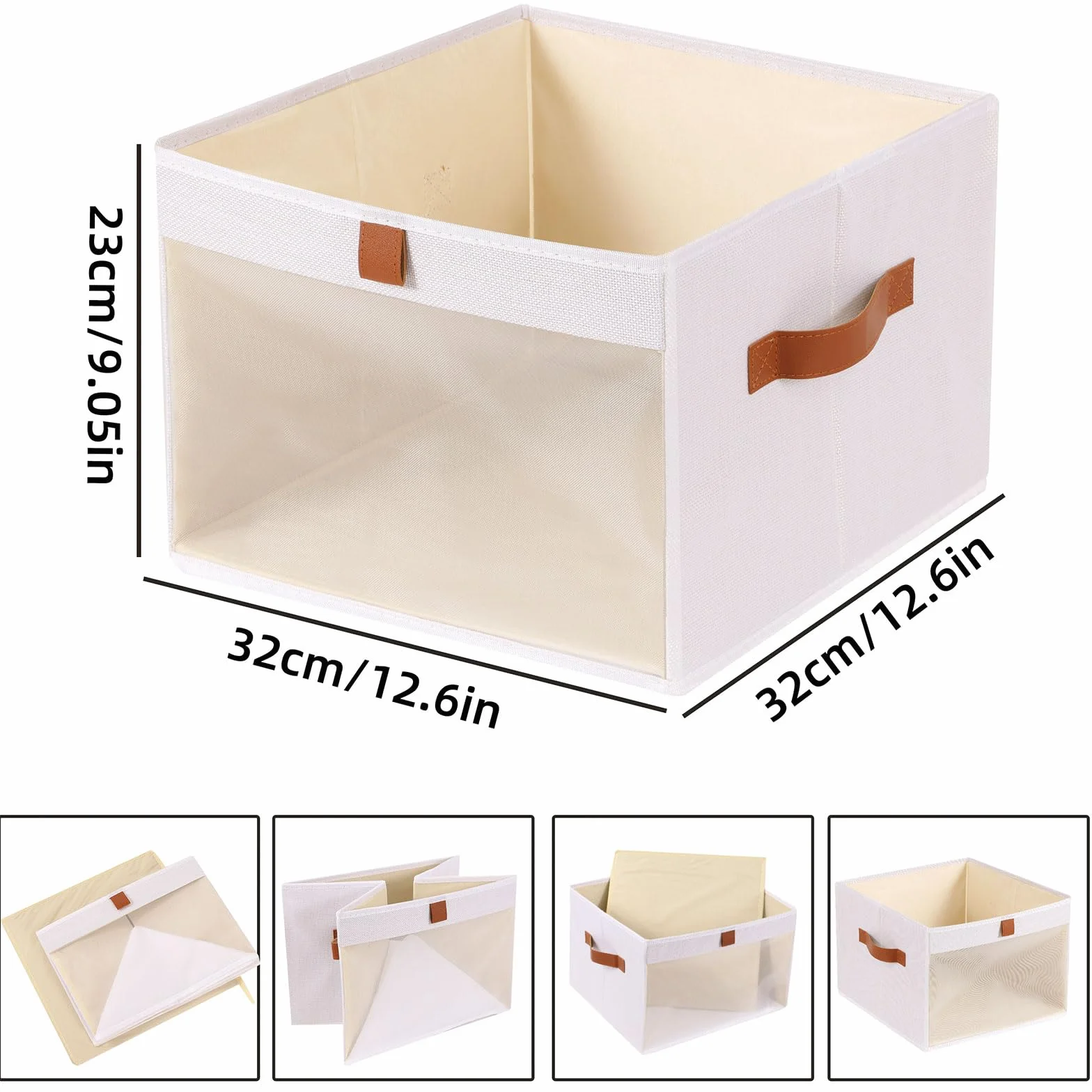 Caja de Almacenamiento Plegable con Ventanas y Manijas Transparentes para Armarios