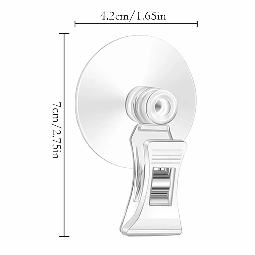 Kiuiom 6 Pcs Ventosa Gancho De Clip,Gancho De Ventosa Soporte Clip,Pinza De Ventosas,Transparente Clip,Ventosas Con Abrazadera,Para Baño,Oficina,Cocina,Tienda,Acuario