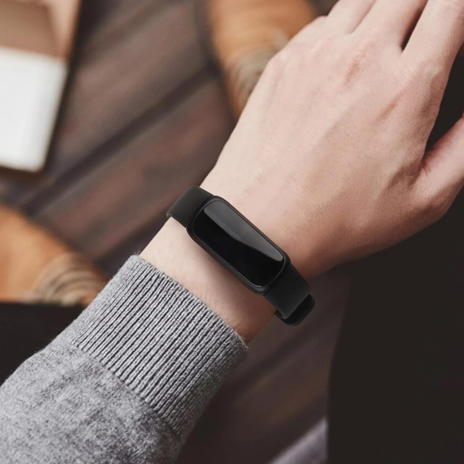 Pulsera compatible con Fitbit Inspire 3, silicona TPU, ajustable, negra