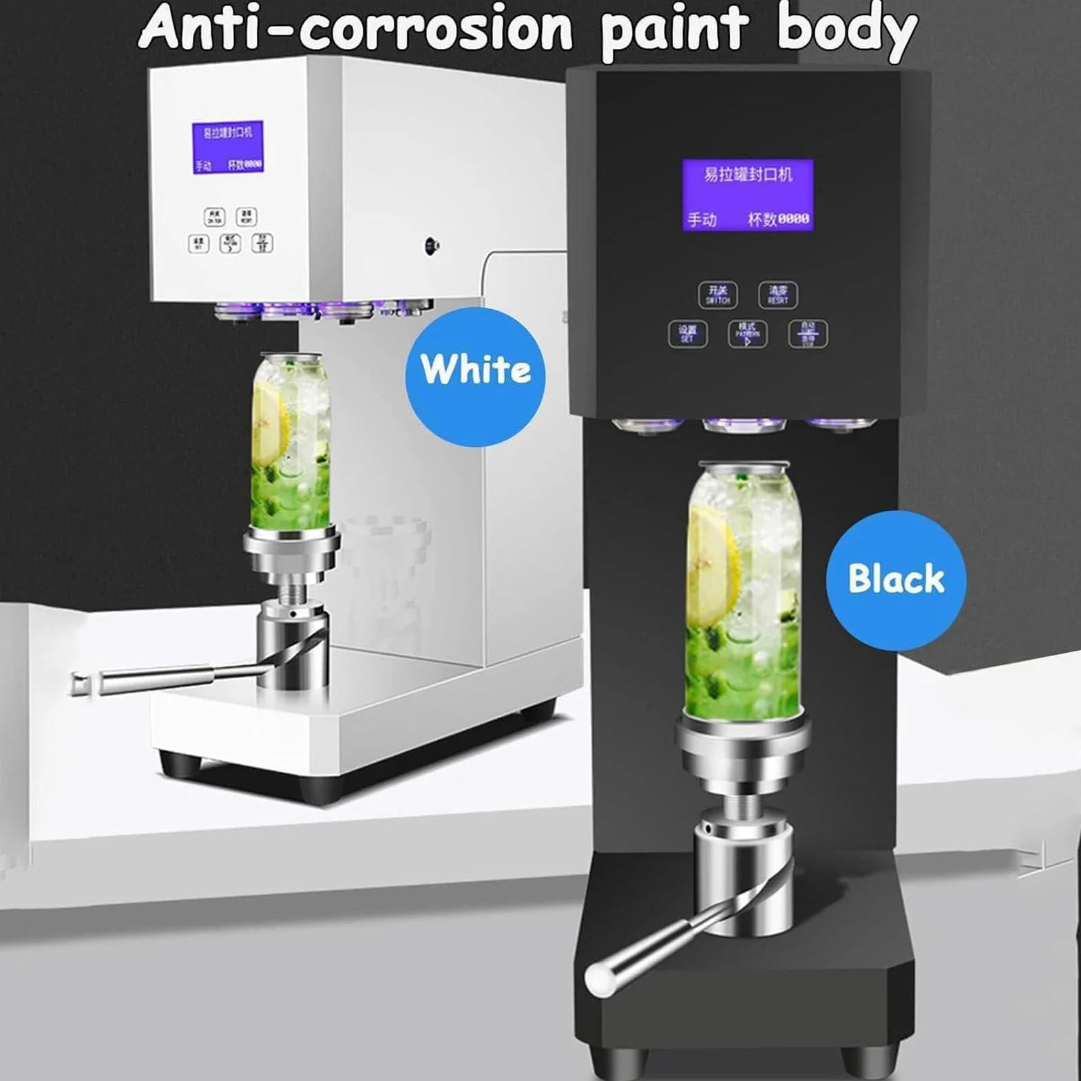 Máquina selladora de latas totalmente automática, 370 W, 55 mm, altura ajustable con pantalla LED para uso doméstico y comercial