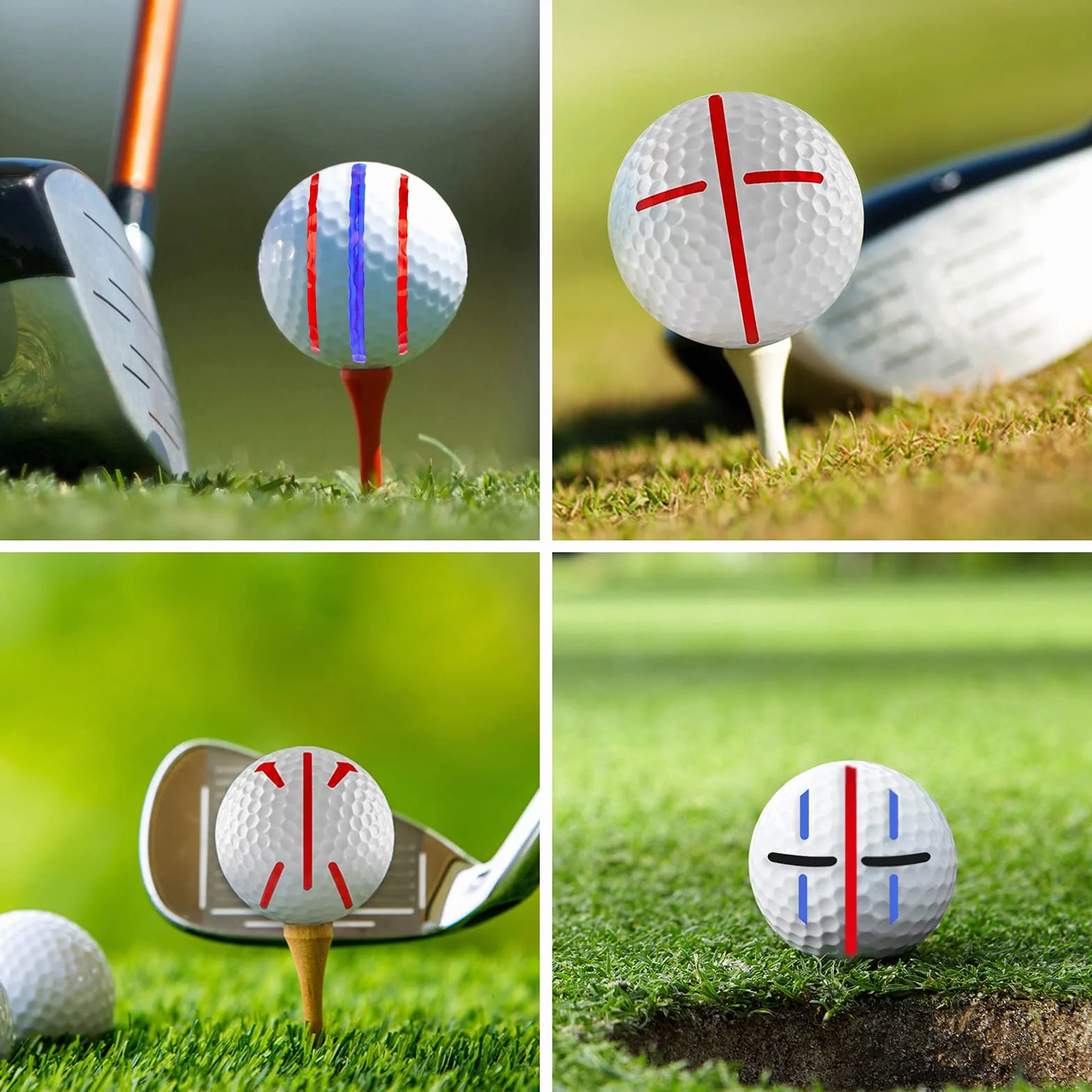 Uniclife Juego de alineación de Pelotas de Golf 2/4 Piezas con rotuladores, raíles máximos, Plantilla, Herramientas de Marcado