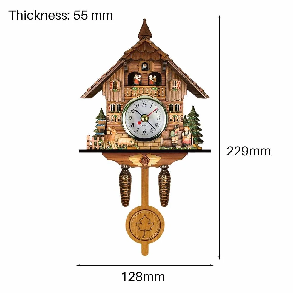 Reloj de Cuco Antiguo de Madera, Casa de Pájaros, Reloj de Pared, Decoración del Hogar, Reloj de Cuco Colgante, Péndulo con Campana Oscilante Automática, Decoración del Hogar