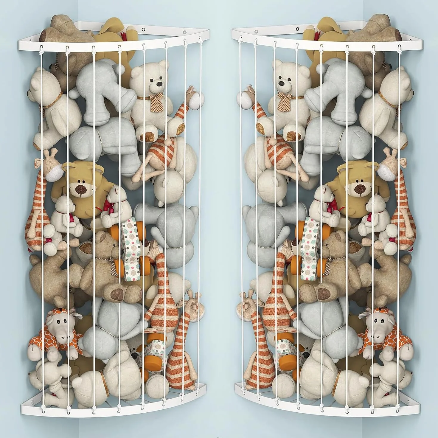 HEYOUTH Organizador Peluches Metal,Estantería Colgante Ajustable para Peluches,para Sala de Juegos, Dormitorio, Habitación de Los Niños (2PCS*White)