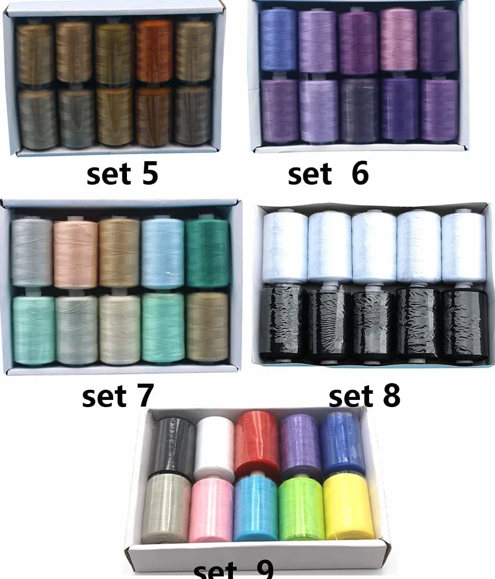 Hilo de coser for máquinas domésticas, Hilo de coser 10 colores 1000 yardas por carrete 40S/2 Poliéster 15 Juegos de colores Opciones for máquina de coser, Máquina de bordar, Juego manual 6 ( Color :