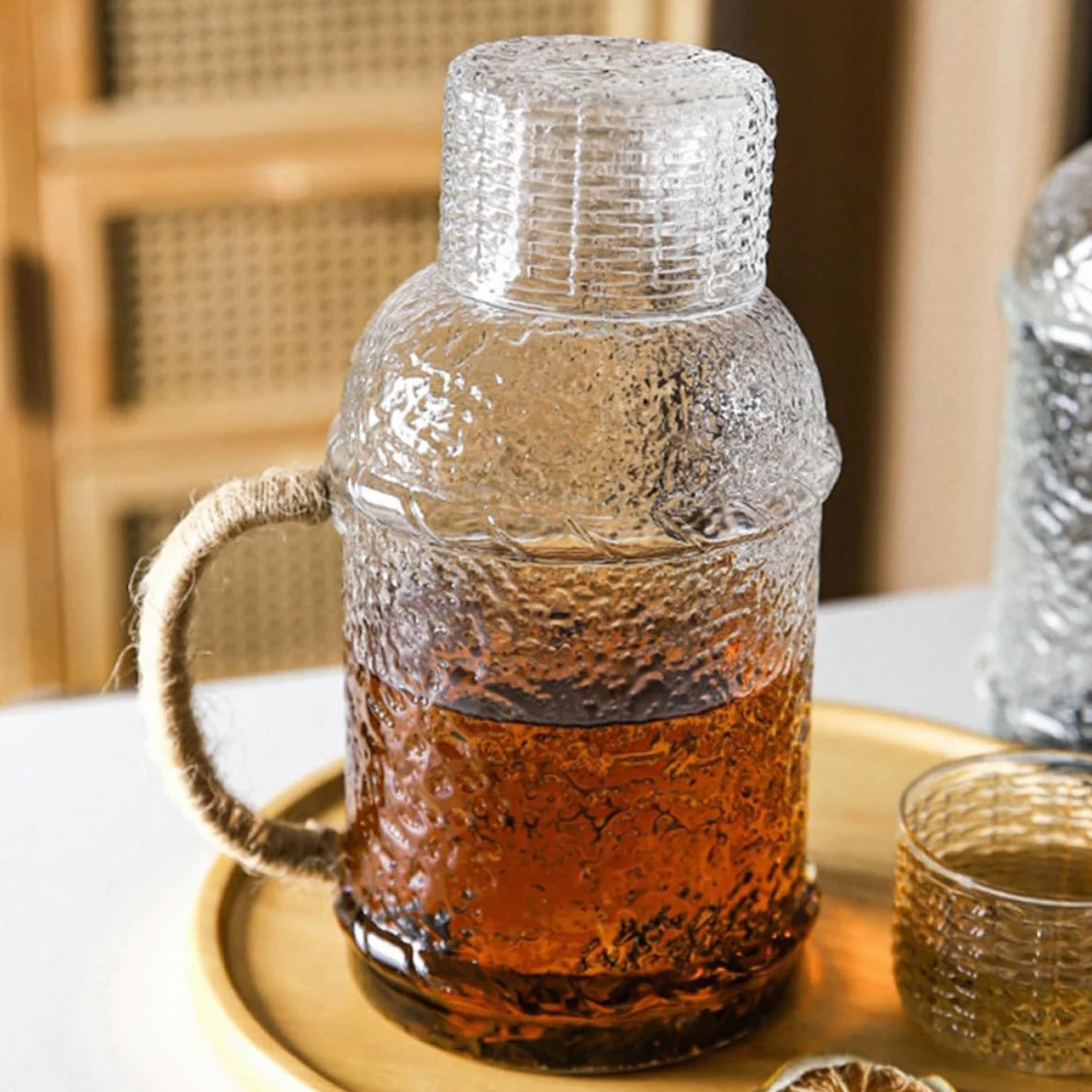 Jarra de Agua Juego de Jarra Hogar Tapa de Vidrio Resistente Capacidad de 2l Adecuado para Fiestas y Uso Doméstico para Fiestas y Uso Doméstico