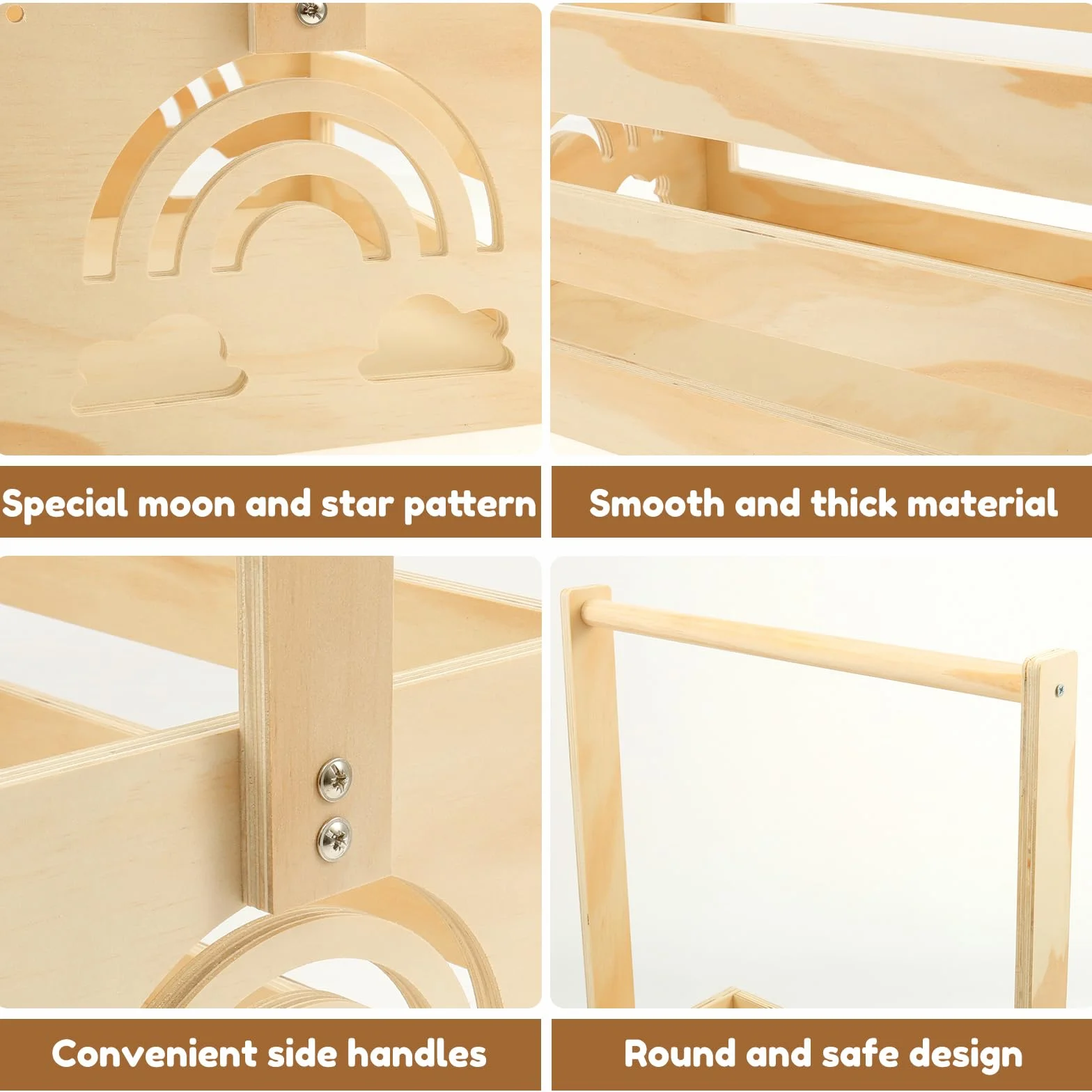 Cesta de regalo para bebé de madera con asa y 5 percheros, personalizada para recién nacidos