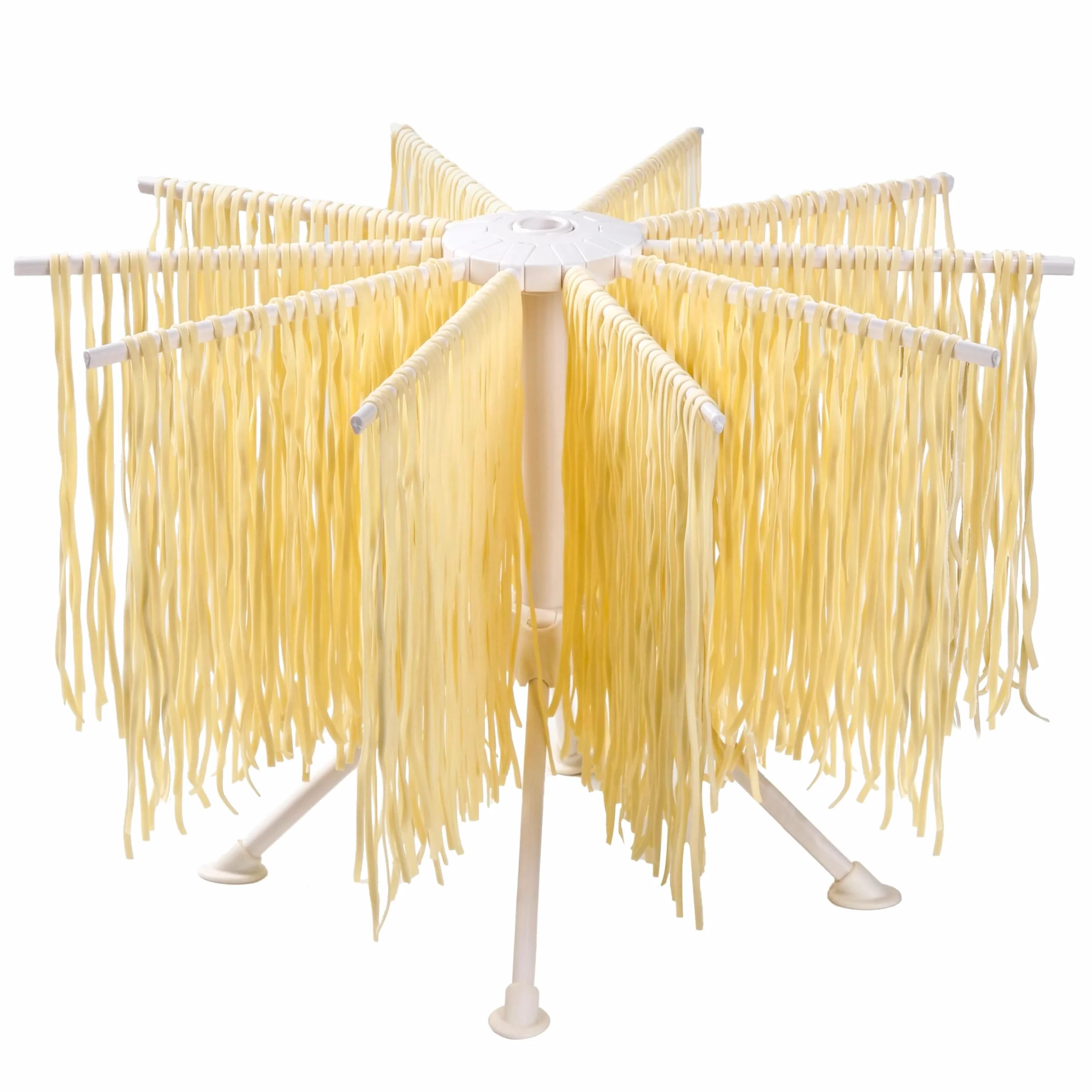 Secador Pasta Fresca con 10 Brazos Extensibles - Estante de Pasta Plegable para Secar Pasta - Secador de Pasta de Plástico - Secador de Pasta Fresca para Colgar Pasta de 2 kg - Blanco