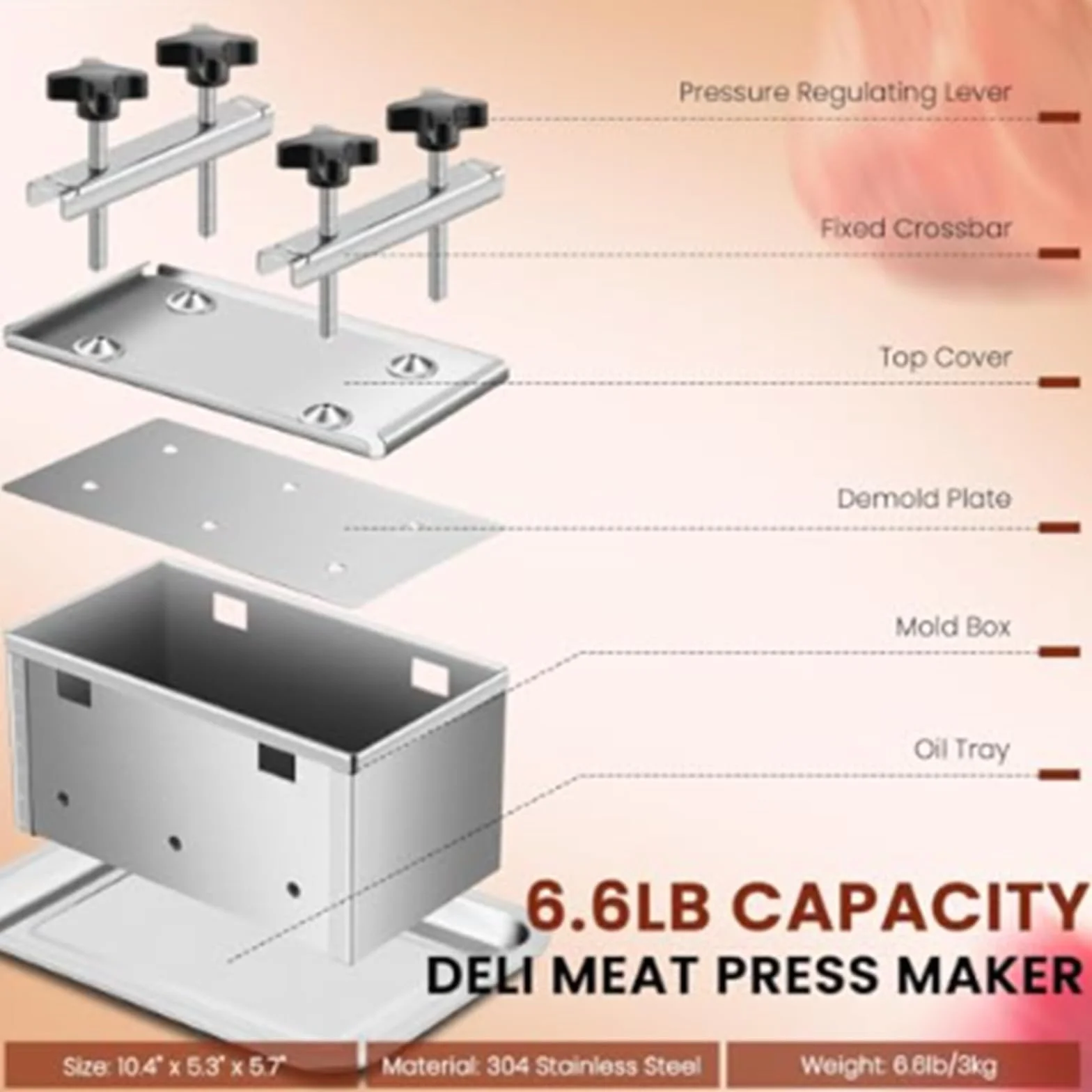 Prensa de carne para prensar jamón y carnes cocidas, ideal para cocineros caseros y entusiastas de la delicatessen