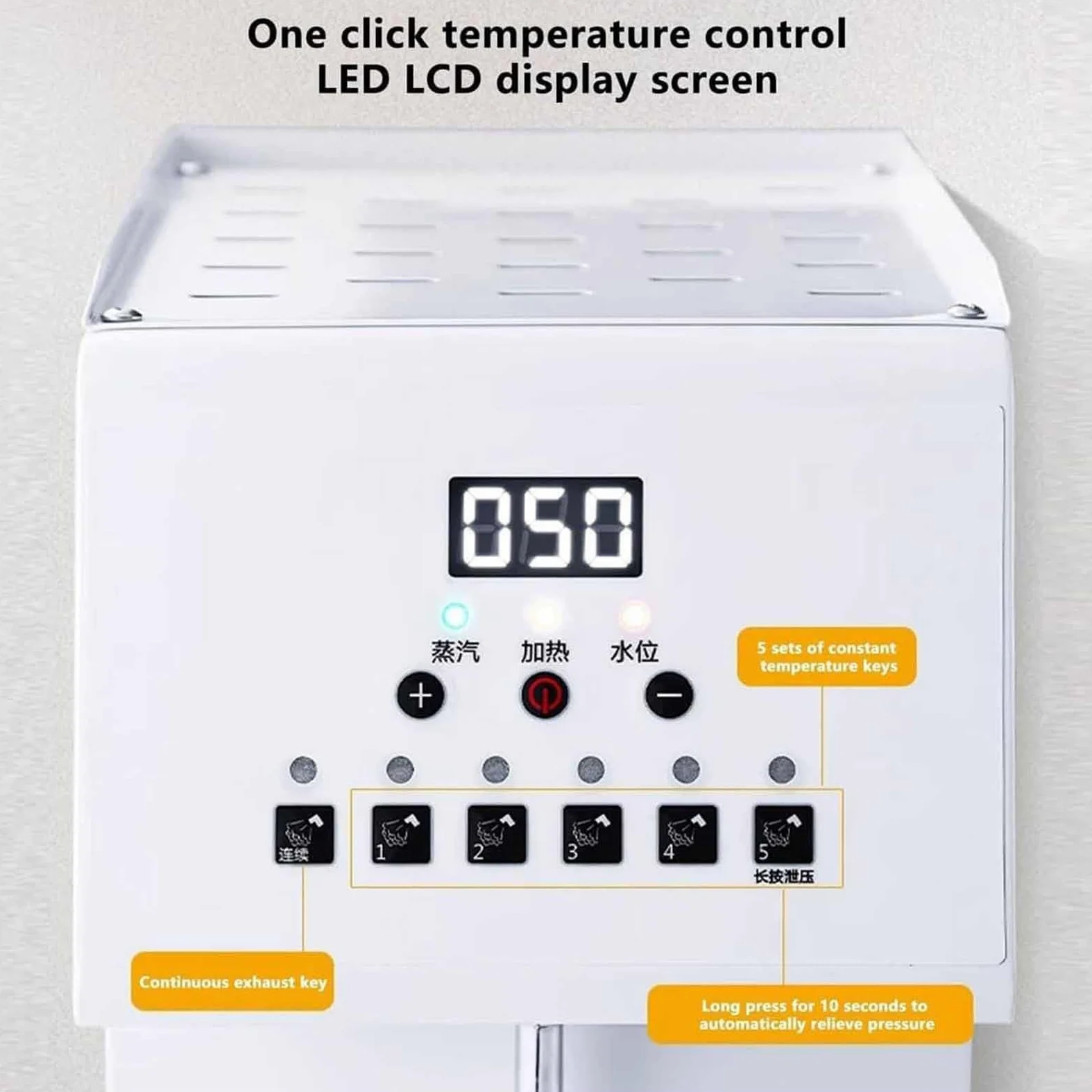 Espumador de leche eléctrico comercial de 2500 W, con vapor, tanque de 6 L, acero inoxidable 304, 5 ajustes de temperatura preestablecidos, pantalla LED para latte y capuchino, protección co