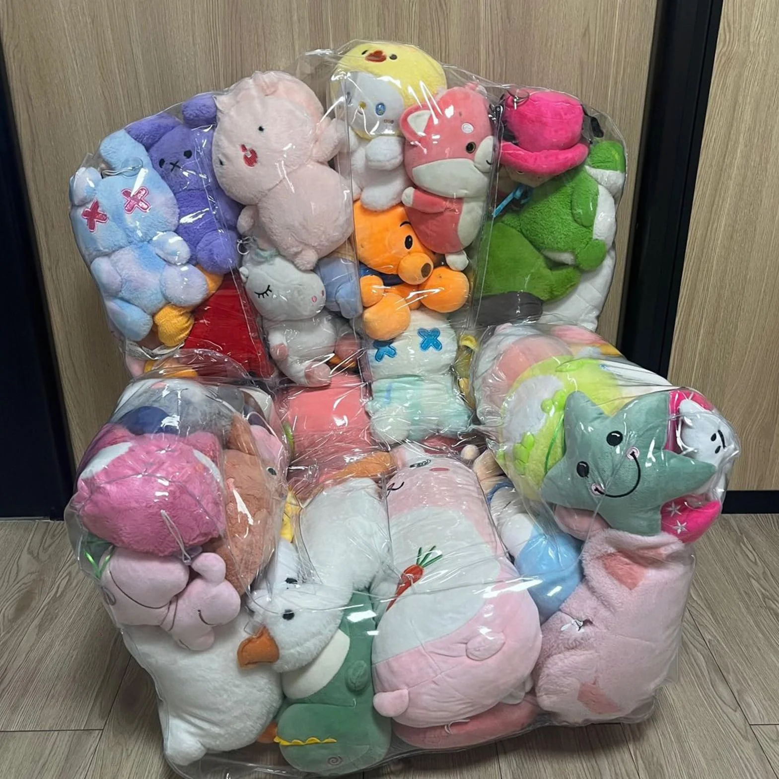 Tapa de Silla de Bolsas de Frijoles de Animales de Relleno Transparente, Bolsa de Animales rellenas de Frijoles Impermeables, Bolsa de Almacenamiento de Juguetes con Cremallera, Cubierta de Silla