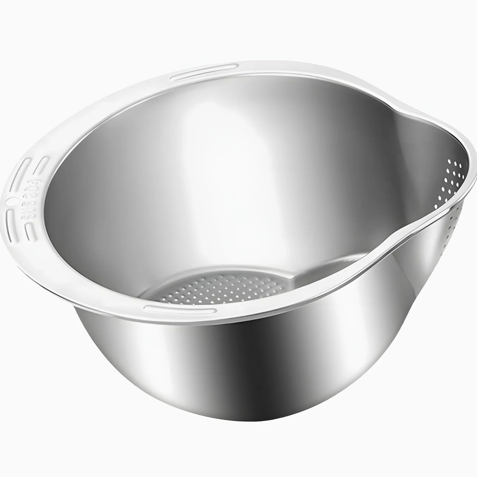 Colador de arroz de acero inoxidable apto para lavavajillas con gancho de succión, colador inclinado para enjuagar arroz, verduras y frutas,