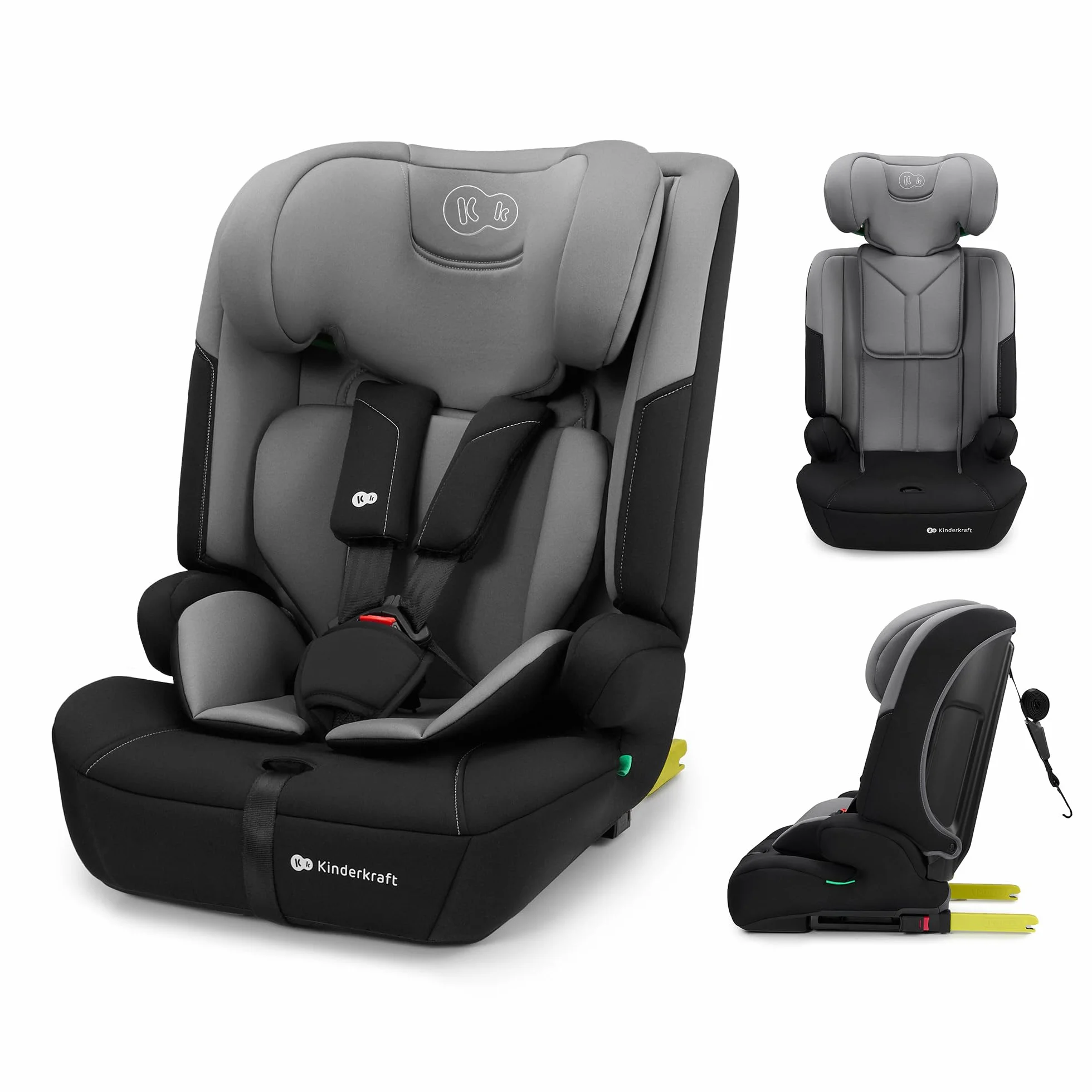 Kinderkraft SAFETY FIX 3 PRO Silla de Coche i-Size 76–150 cm ISOFIX Top Tether H-GUARD Arnés 5 Puntos Gris