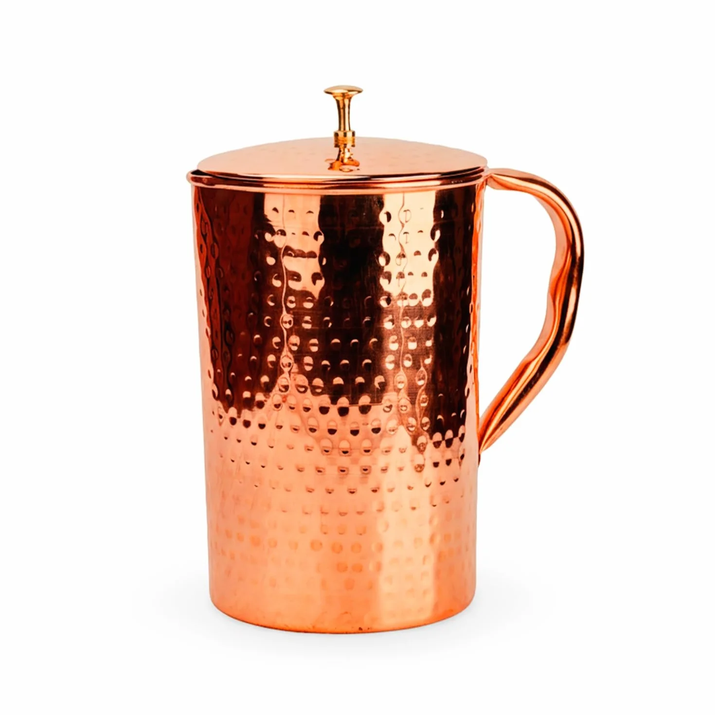 Jarra de cobre puro con tapa, jarra grande de agua de cobre para el hogar, hoteles y restaurantes (Hammered 1600 ml)