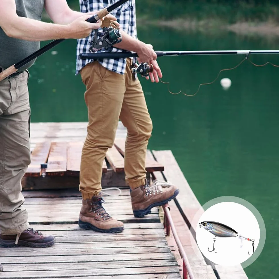 5 Piezas Señuelo Pesca para la Trucha Flotante Cola Giratoria Topwater Swimbaits Bass Swimbait Señuelos de Pesca Agua Salada Dulce con 2 Triángulo Gancho para Agua Dulce