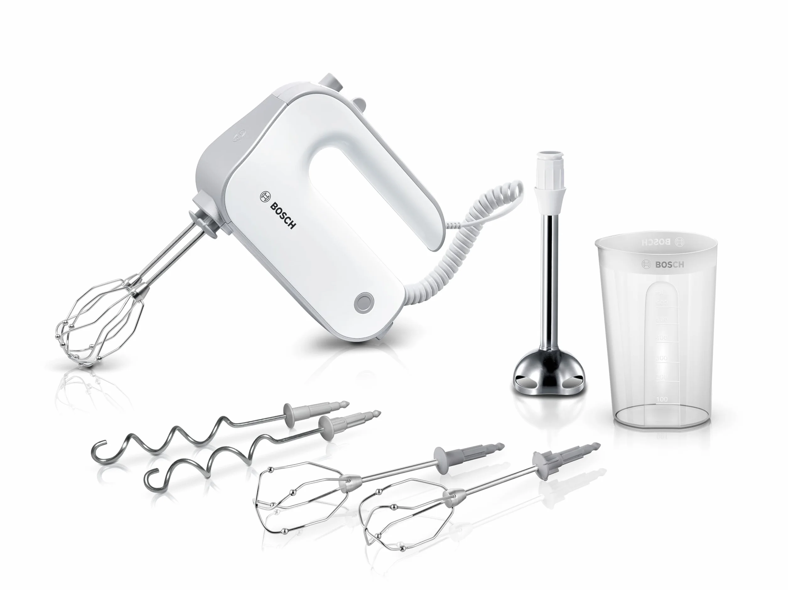 Bosch MFQ4075DE - Batidora (Batidora de mano, Plata, Blanco, Batir, Mezcla, 1,4 m, De plástico, 550 W)