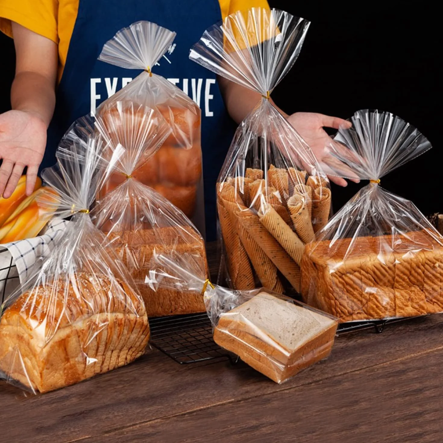 Frogetu 50 Bolsas Transparentes para Chuches Cintas Metálicas,Bolsas de Chuches 20x30 cm,Bolsa Celofan Transparente,Bolsas Transparentes para Regalos,Bolsas para Chuches Cumpleaños,Bolsa Celofan