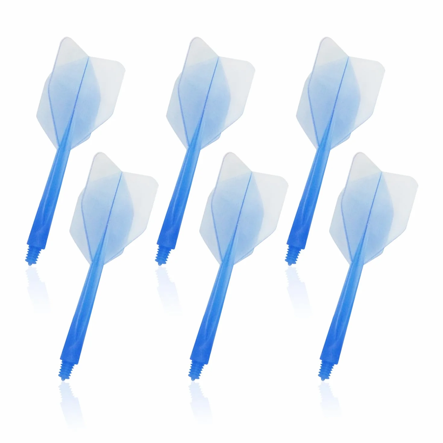 Vástago de dardos de 6 piezas, eje de dardo alado, alas azules transparentes, accesorios para dardos, vástago de dardos de una pieza, vástago roscado 2ba para dardos estable