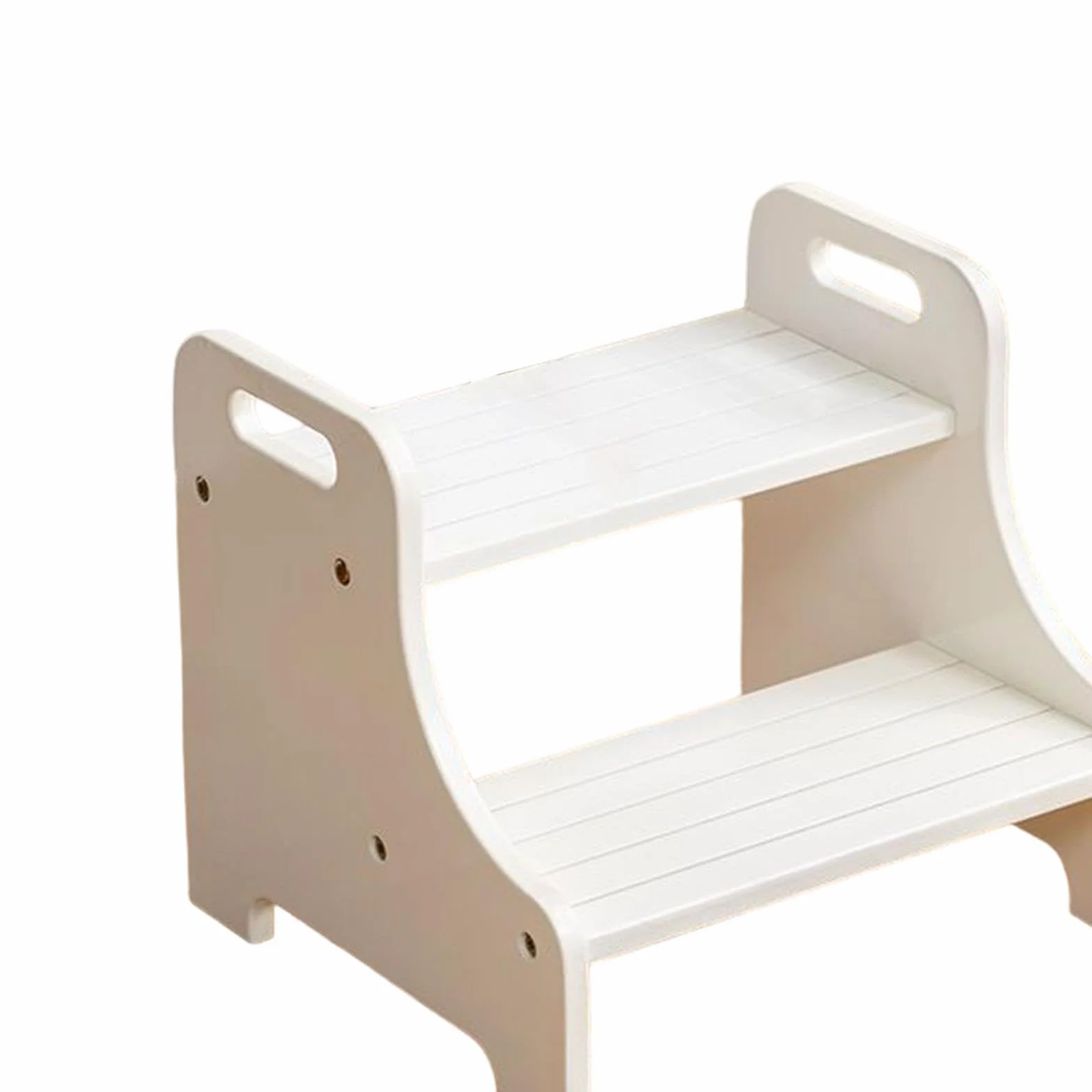 Taburete de Dos Niveles con Asas Y Cojines para Niños Y Adultos, Blanco, Individual